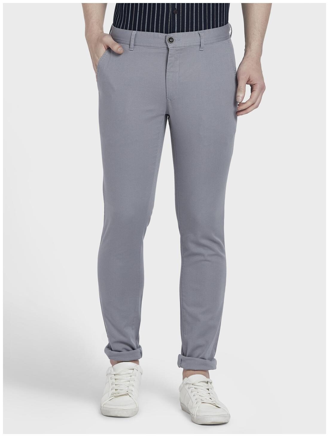 

ColorPlus Men Grey Solid Regular fit Regular trousers