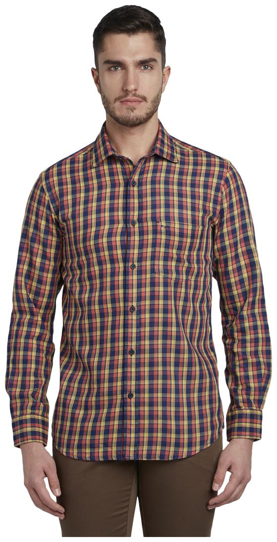 

ColorPlus Men Orange Checked Regular Fit Casual Shirt