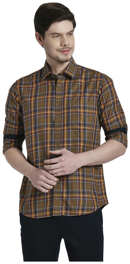 

ColorPlus Men Green Checked Regular Fit Casual Shirt