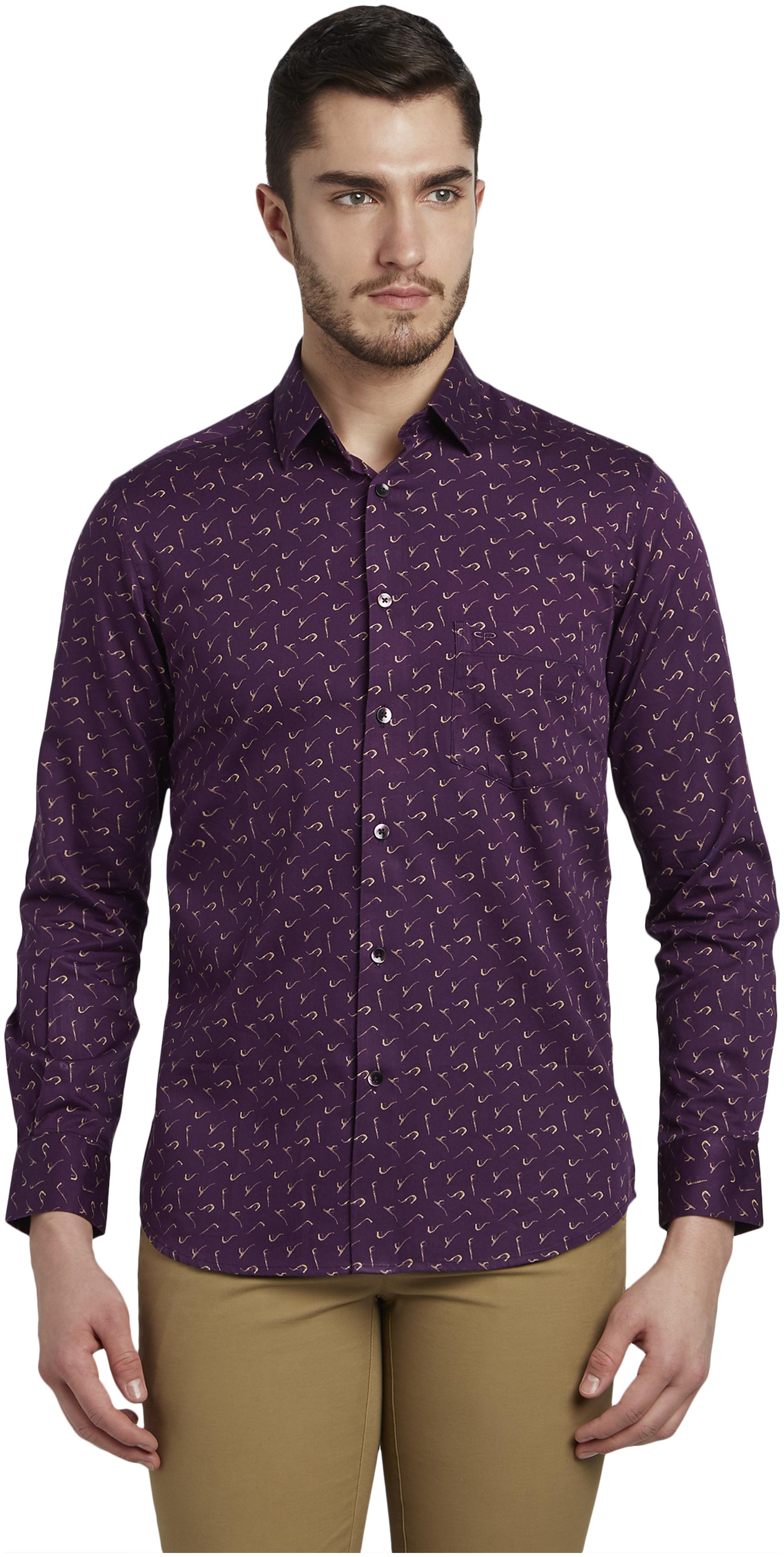 

ColorPlus Men Purple Printed Regular Fit Casual Shirt