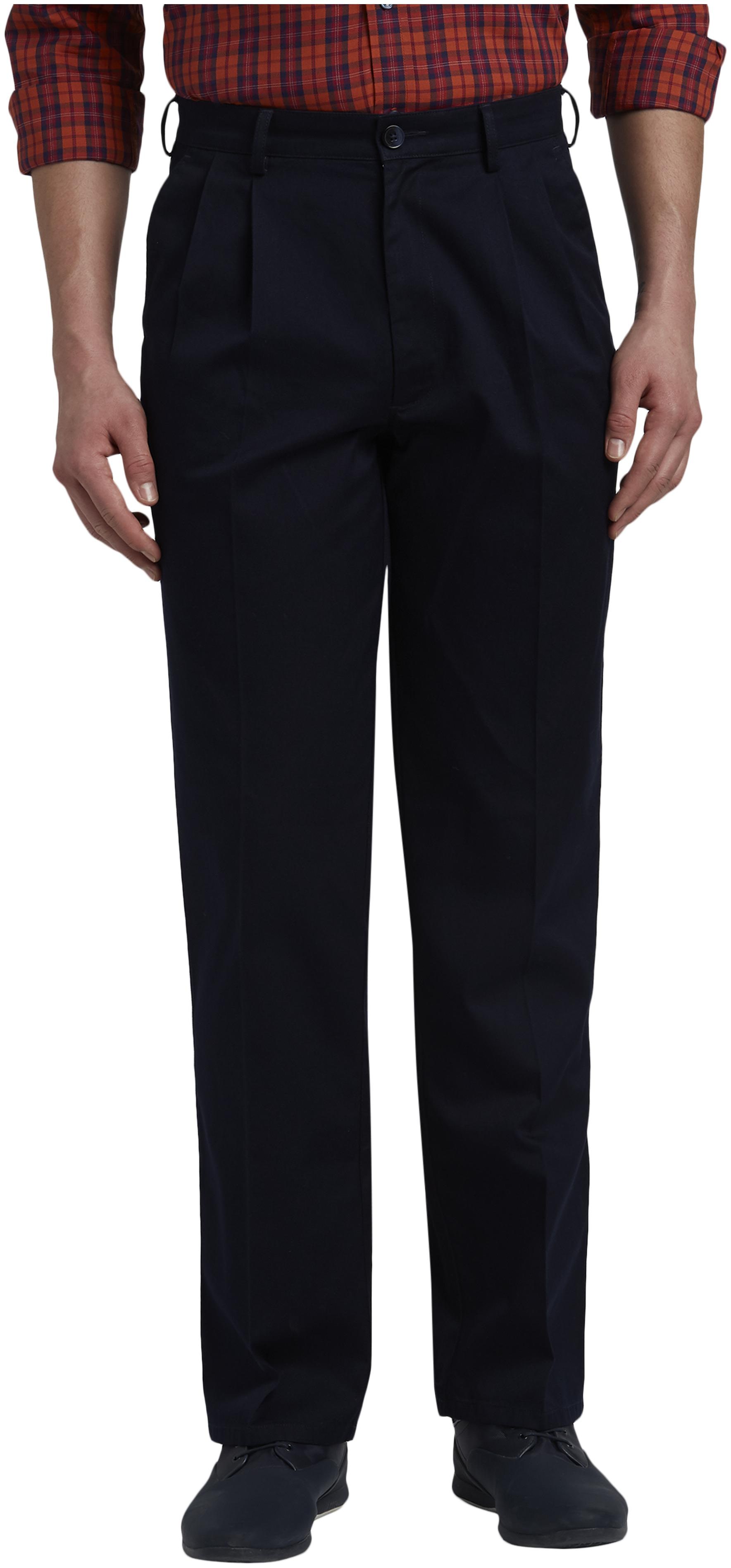 

ColorPlus Men Navy blue Solid Regular fit Regular trousers