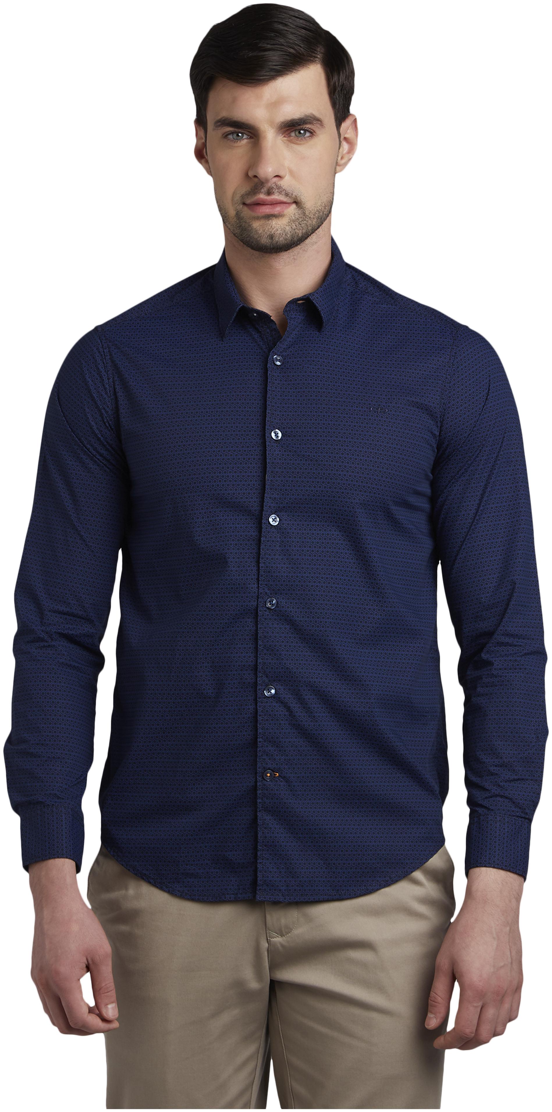 

ColorPlus Men Blue Printed Slim Fit Casual Shirt