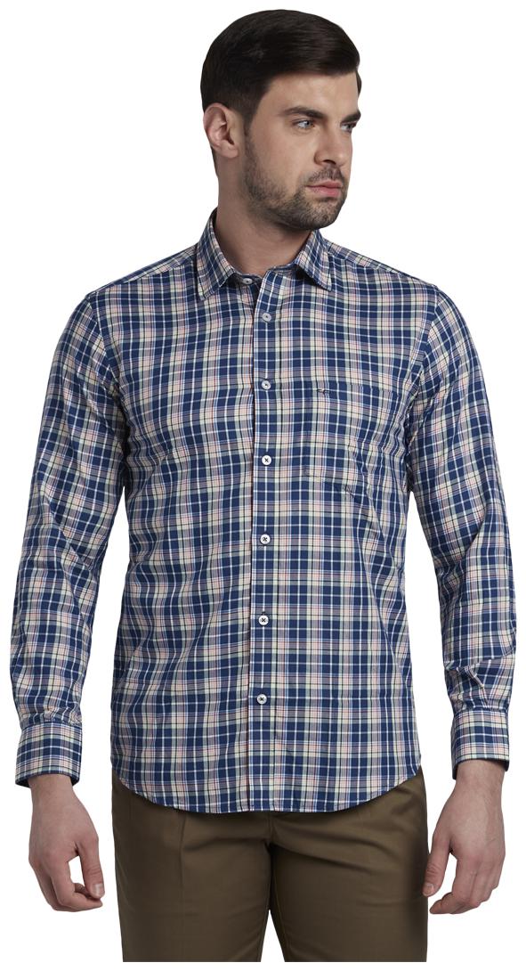 

ColorPlus Men Blue Checked Regular Fit Casual Shirt