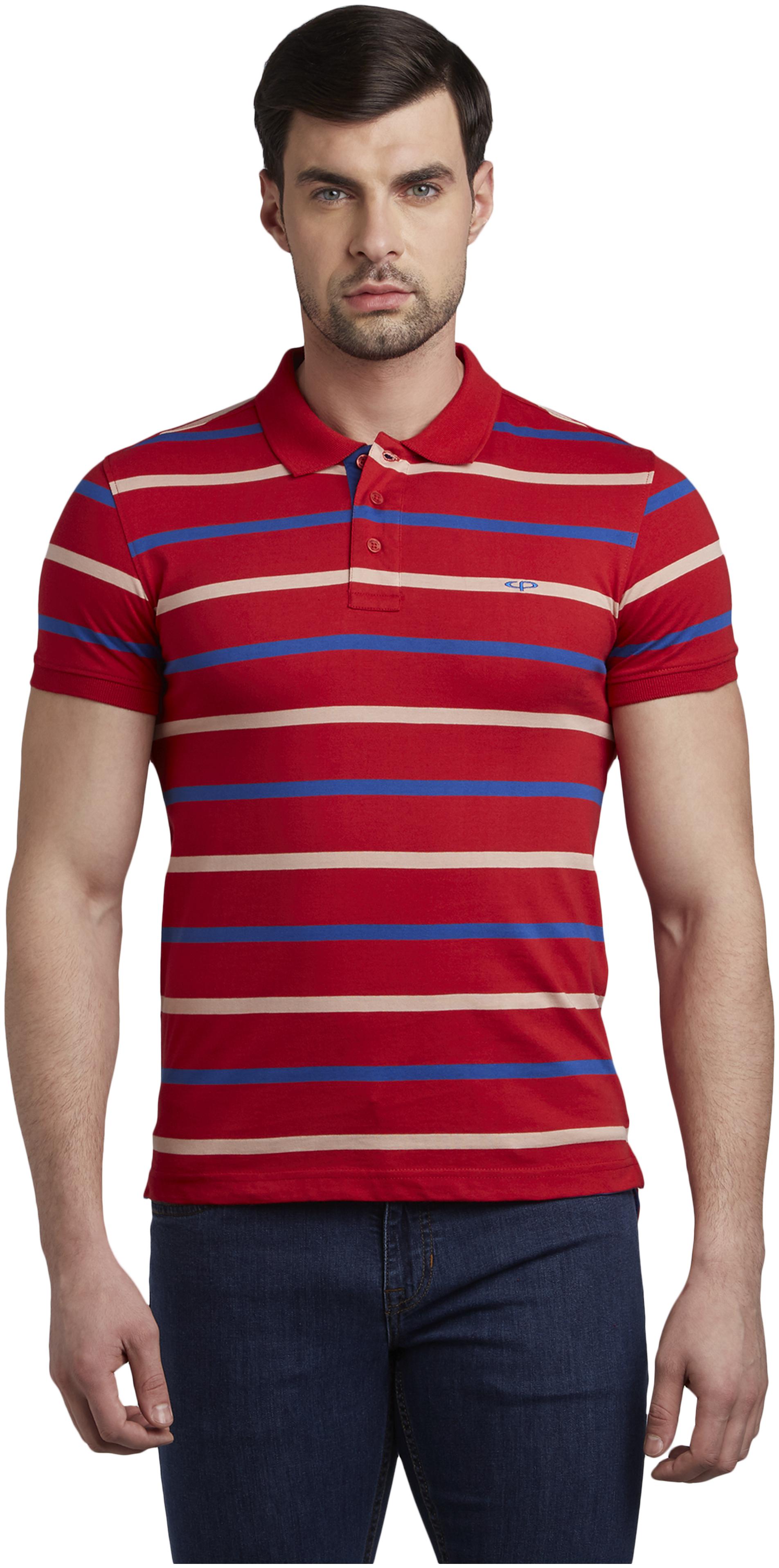 

ColorPlus Men Red Slim fit Cotton Polo collar T-Shirt - Pack Of 1