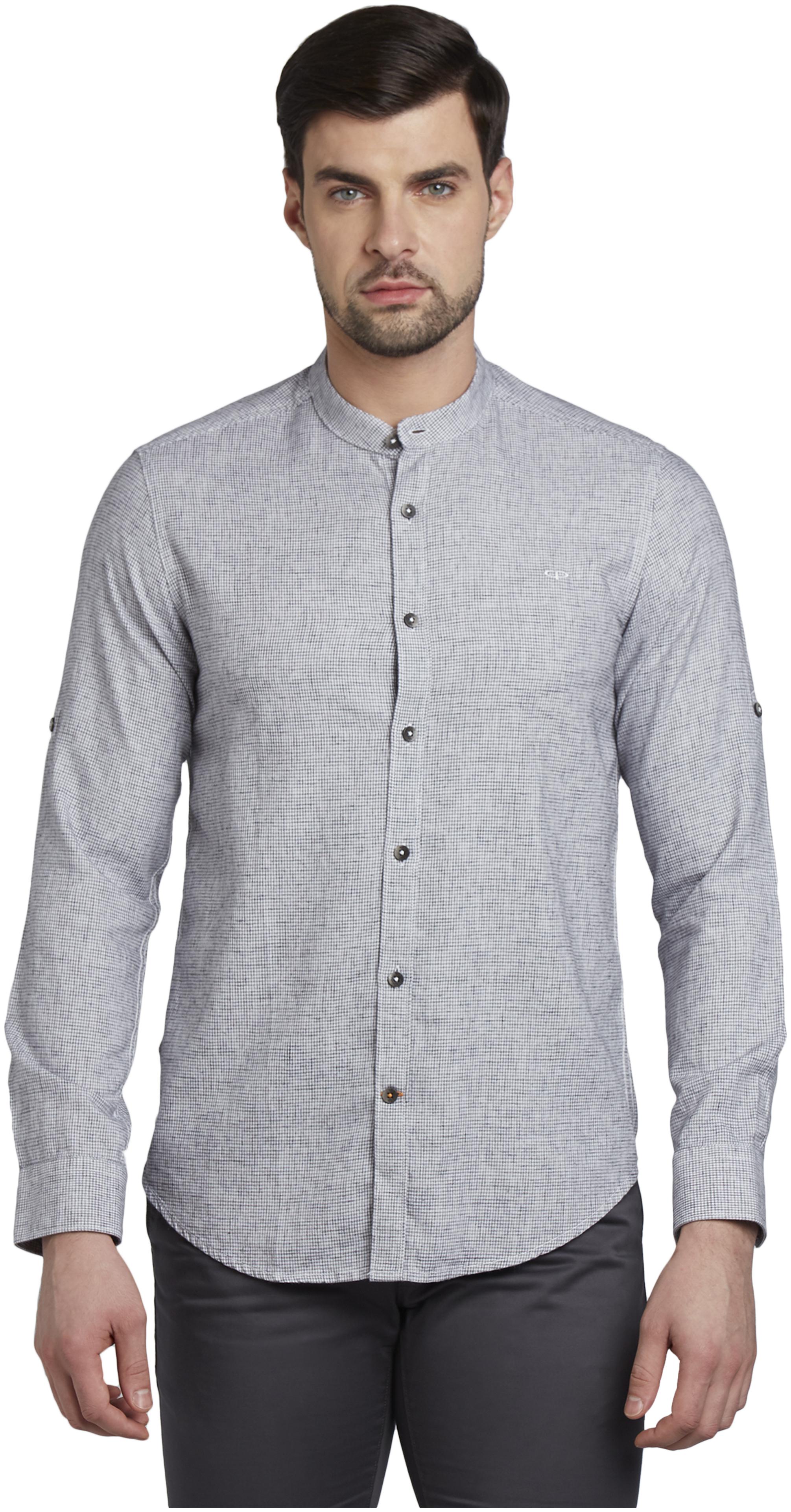 

ColorPlus Men Grey Checked Slim Fit Casual Shirt