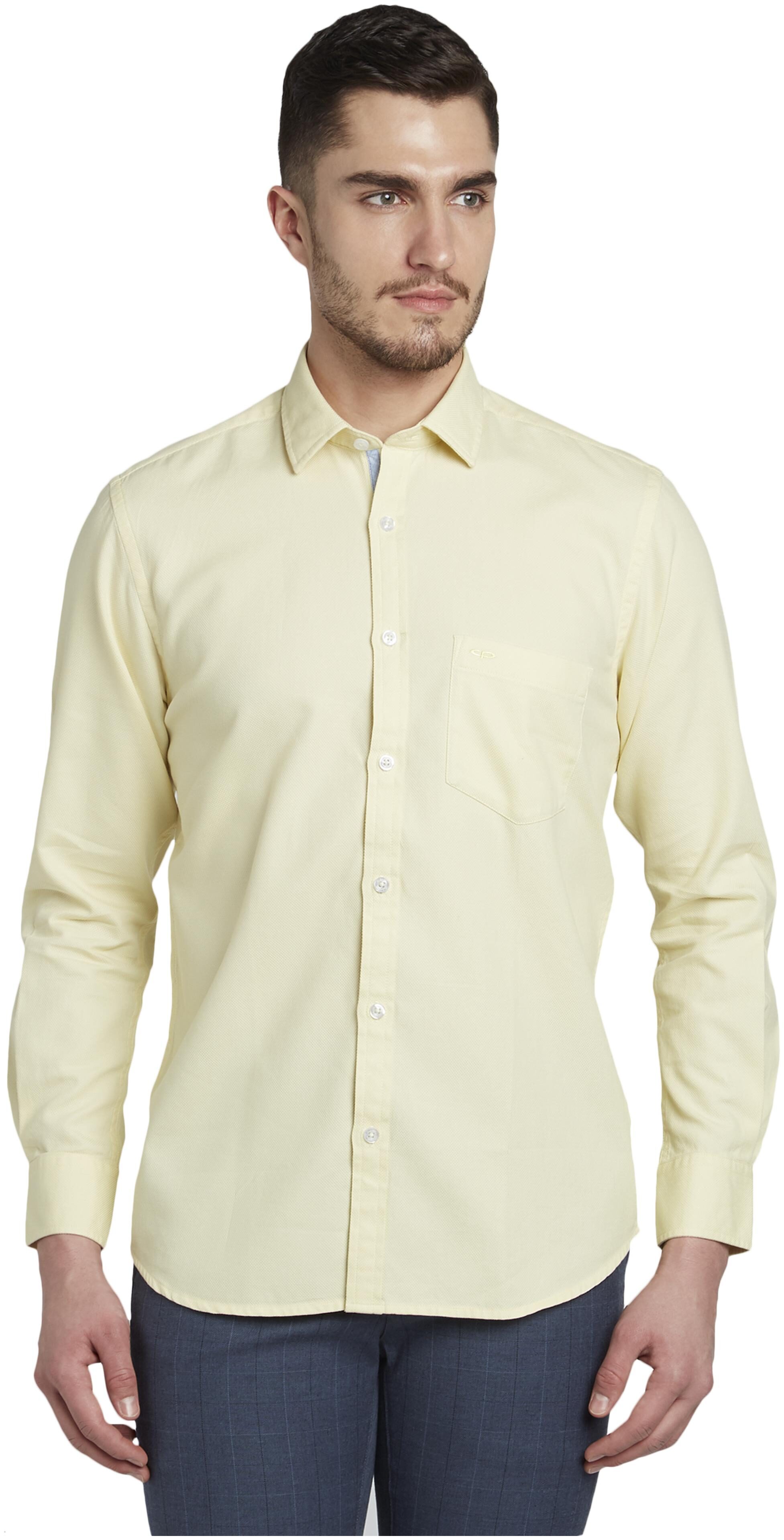 ColorPlus Men Yellow Solid Regular Fit Casual Shirt