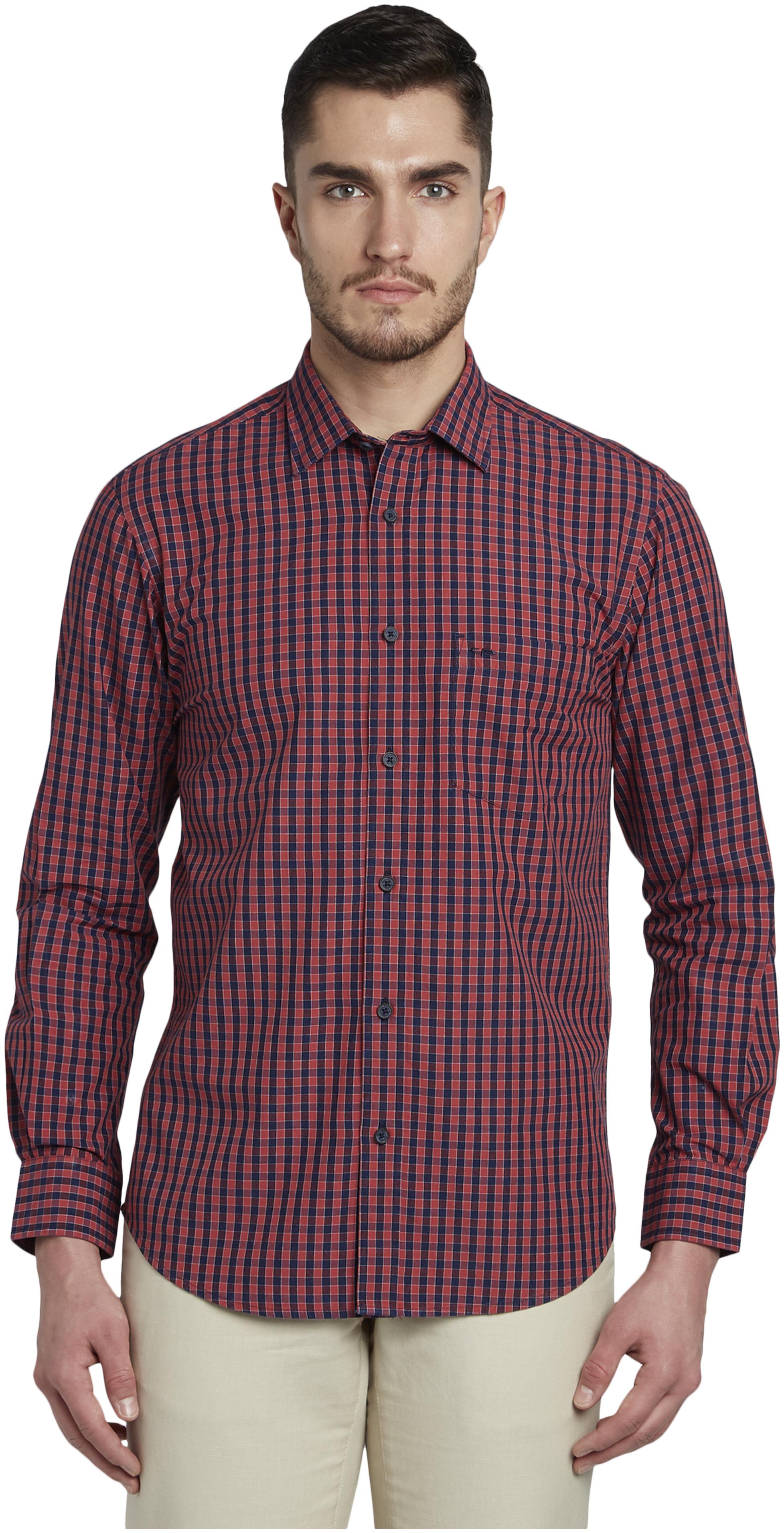 

ColorPlus Men Red Checked Regular Fit Casual Shirt