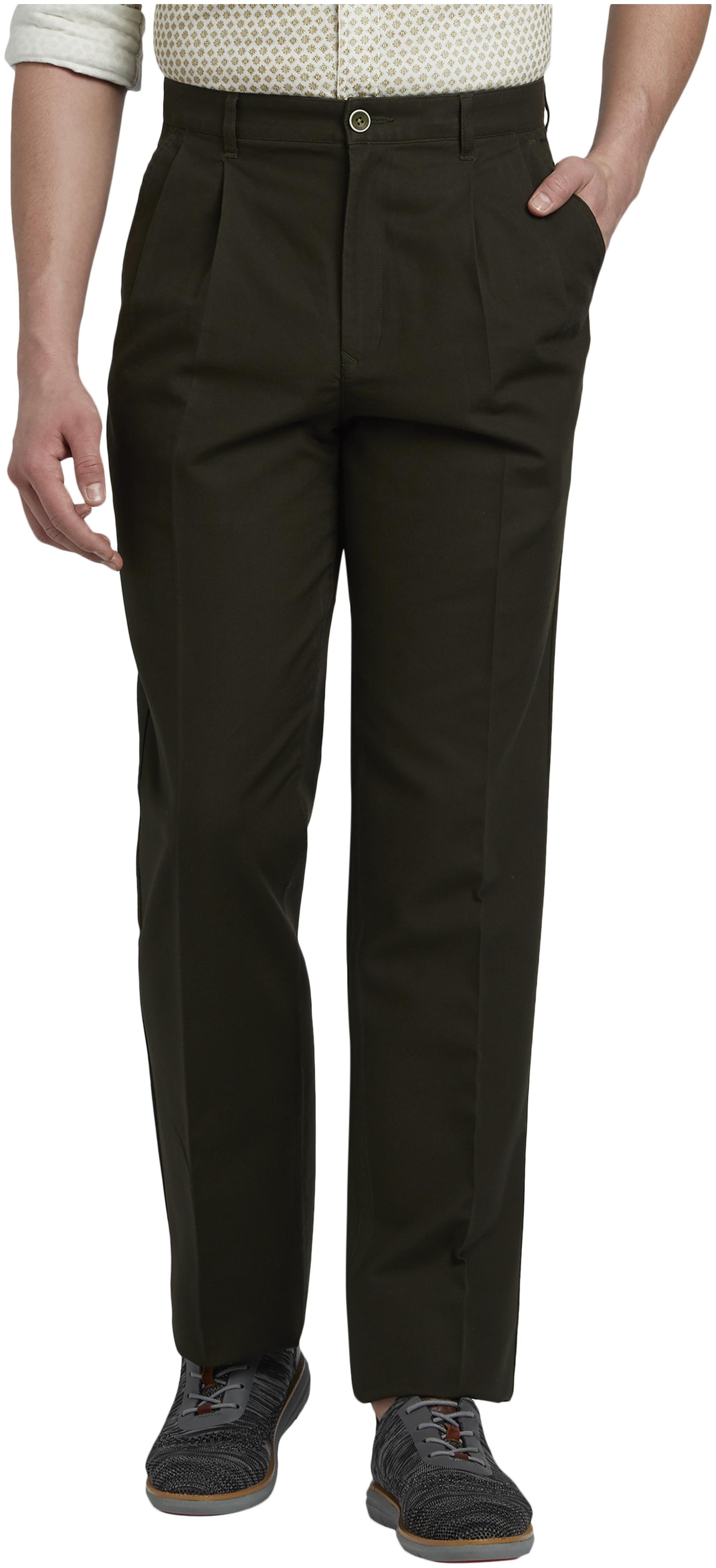 

ColorPlus Men Green Solid Regular fit Regular trousers