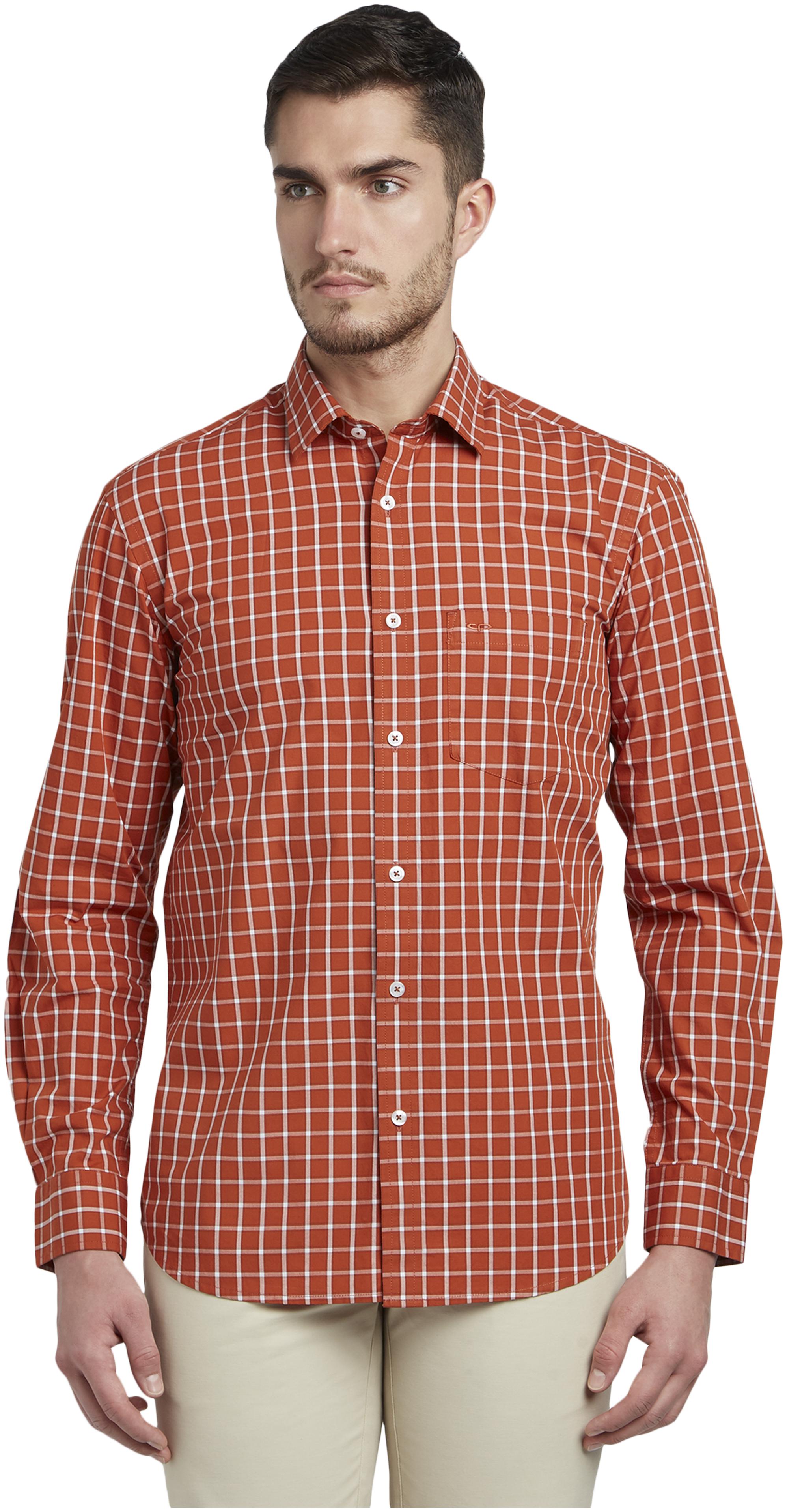 

ColorPlus Men Orange Checked Regular Fit Casual Shirt