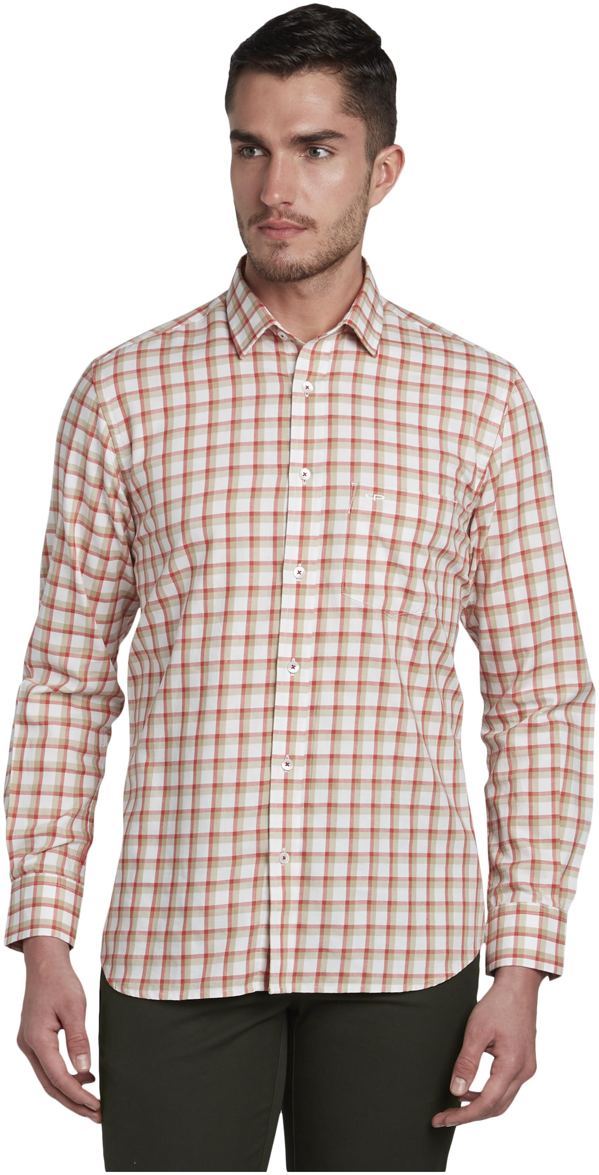 

ColorPlus Men Orange Checked Regular Fit Casual Shirt