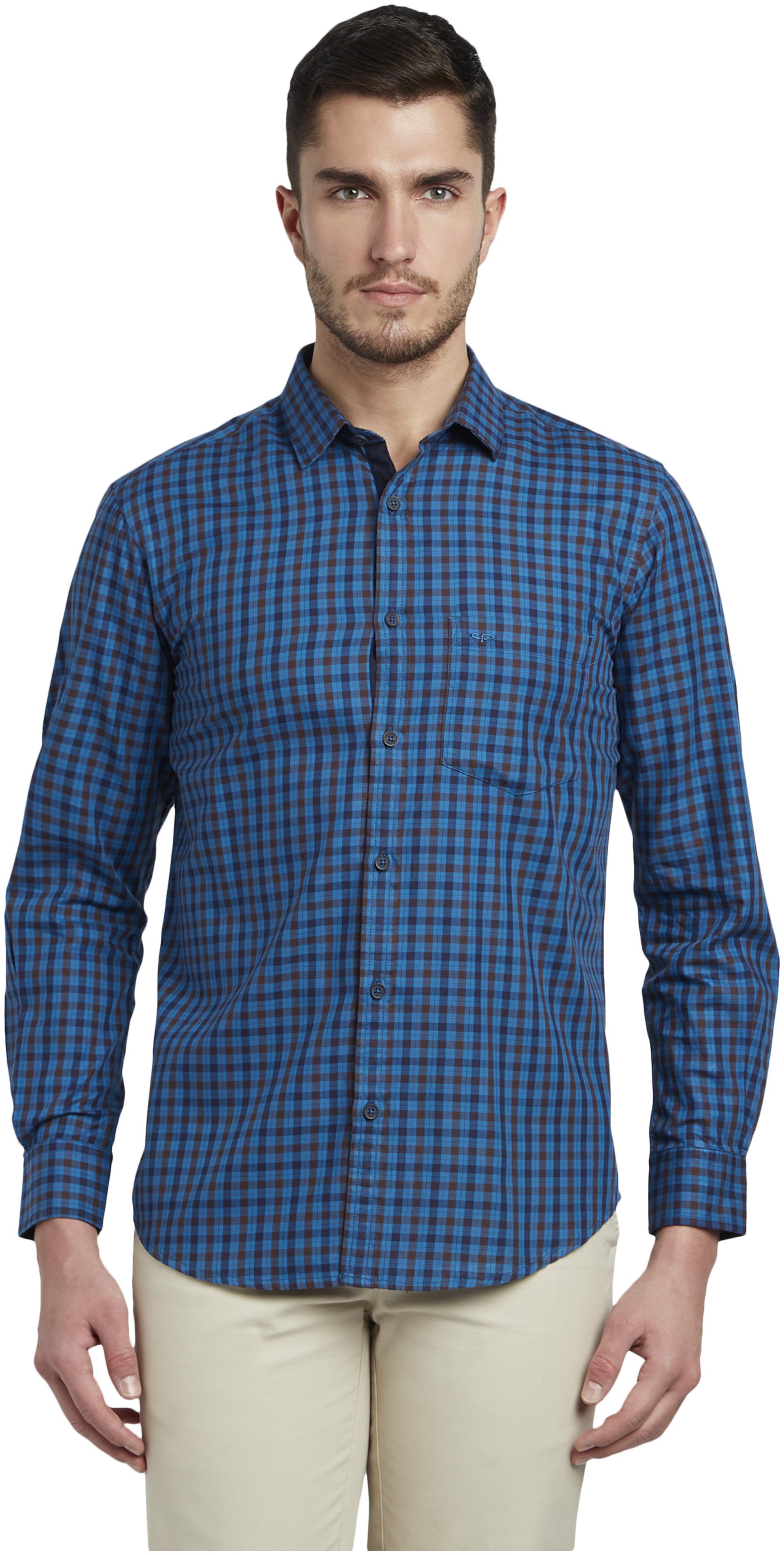 

ColorPlus Men Blue Checked Regular Fit Casual Shirt