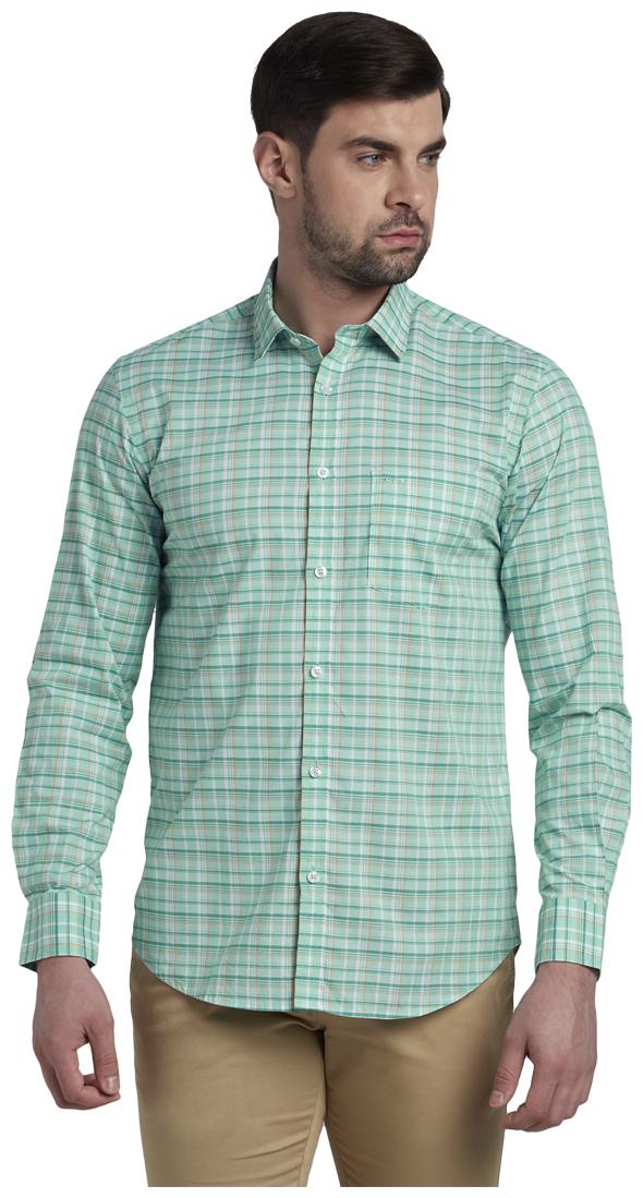 

ColorPlus Men Green Checked Slim Fit Casual Shirt
