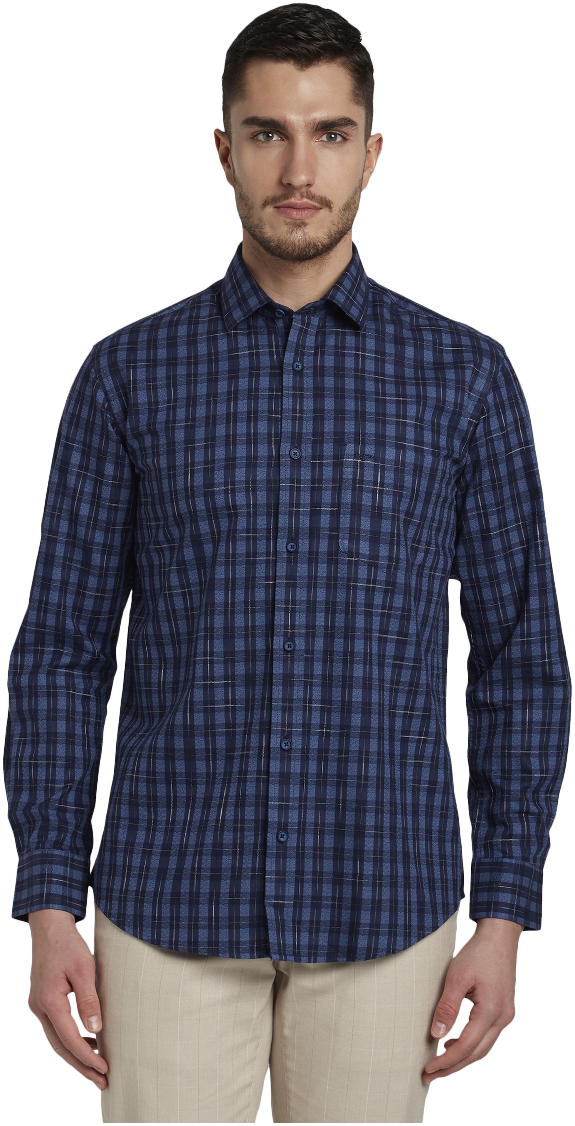 

ColorPlus Men Blue Checked Regular Fit Casual Shirt