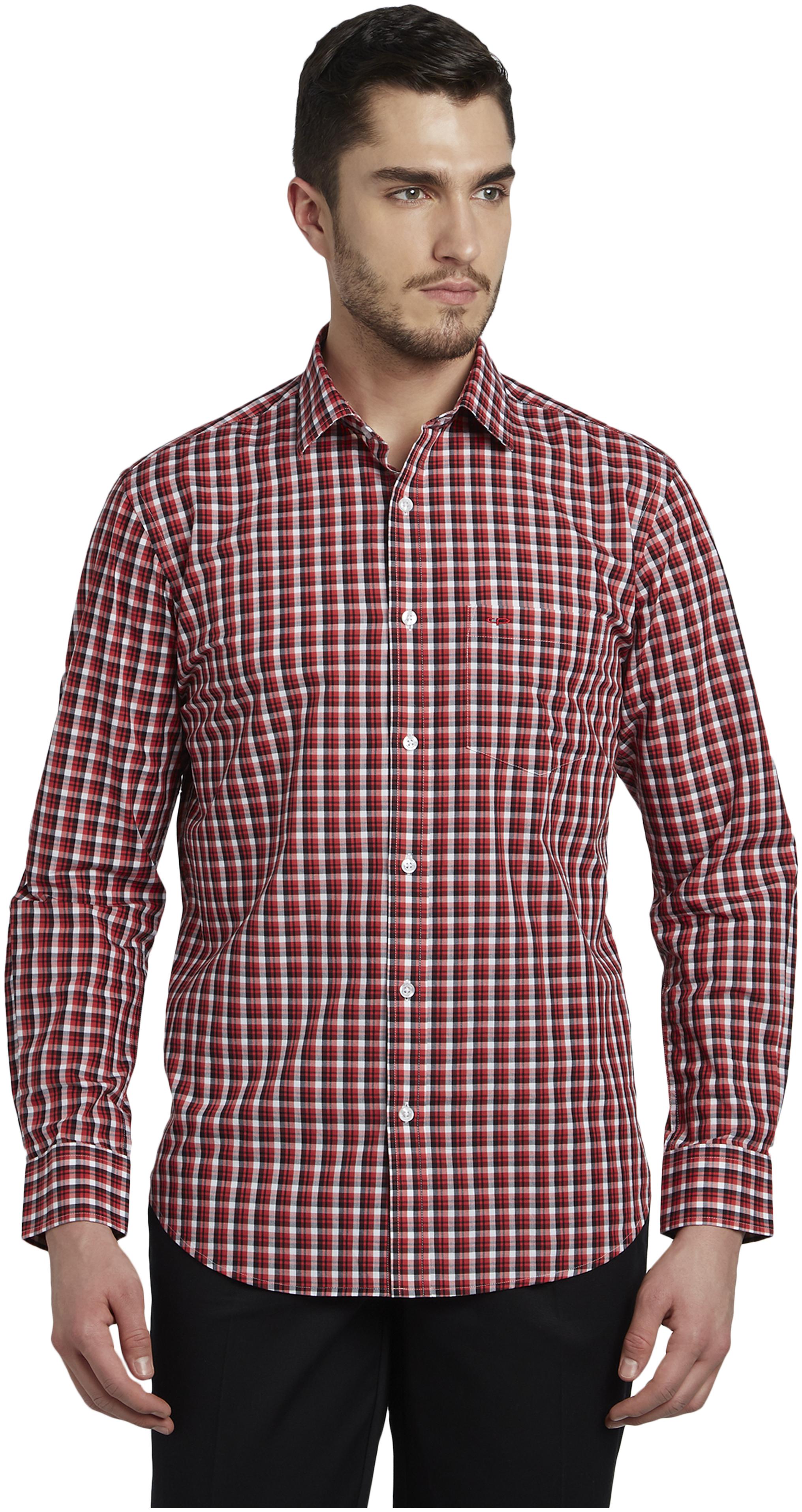 

ColorPlus Men Red Checked Regular Fit Casual Shirt