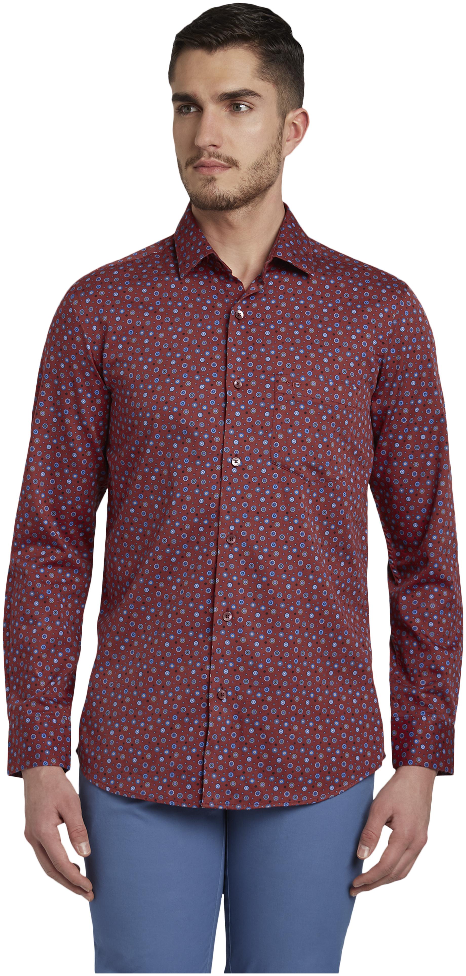ColorPlus Men Red Printed Regular Fit Casual Shirt