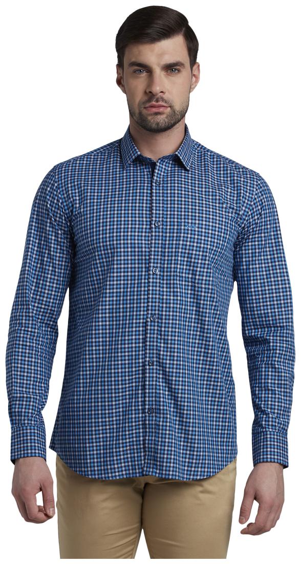 

ColorPlus Men Blue Checked Regular Fit Casual Shirt
