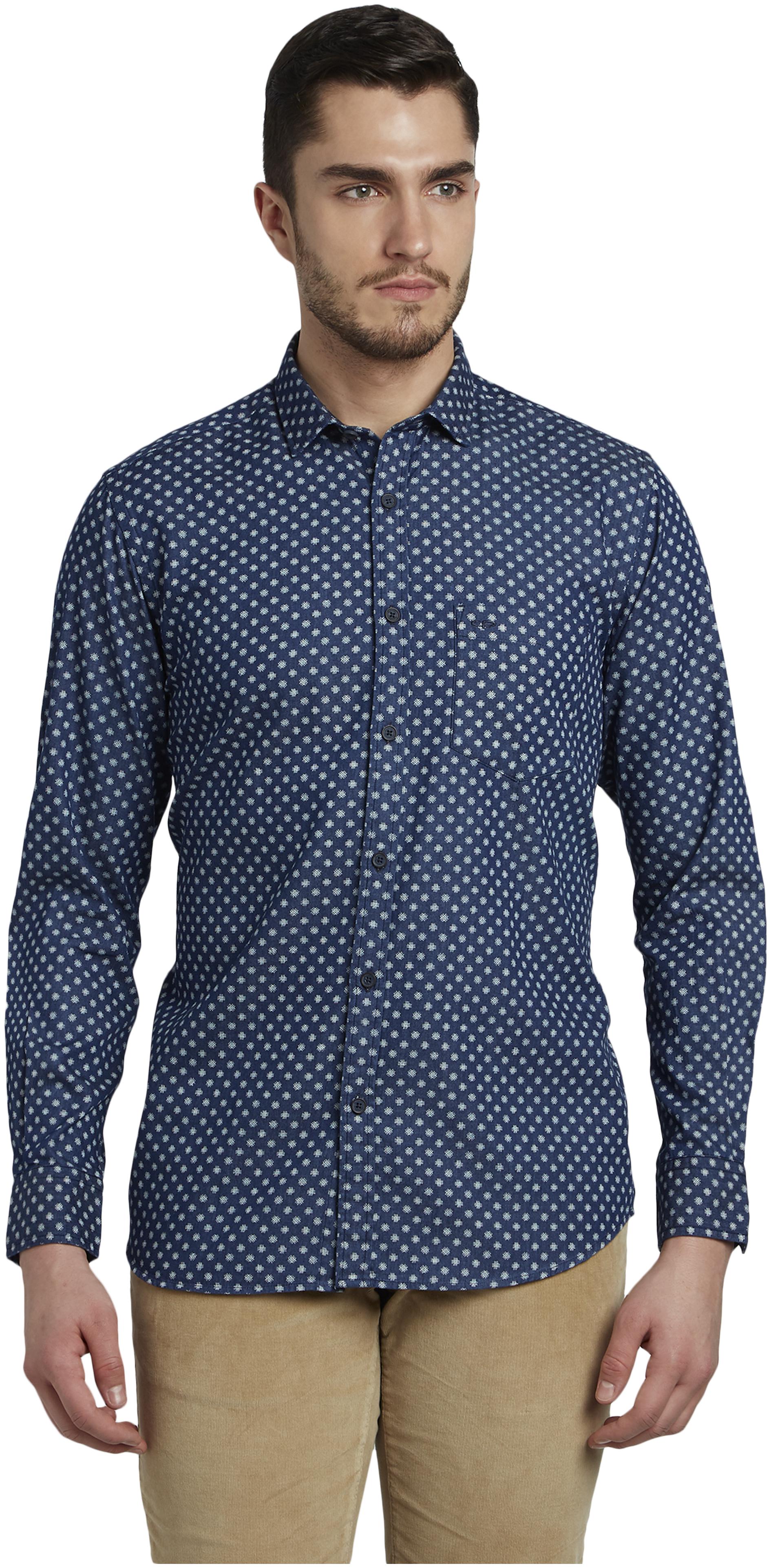 

ColorPlus Men Blue Printed Slim Fit Casual Shirt