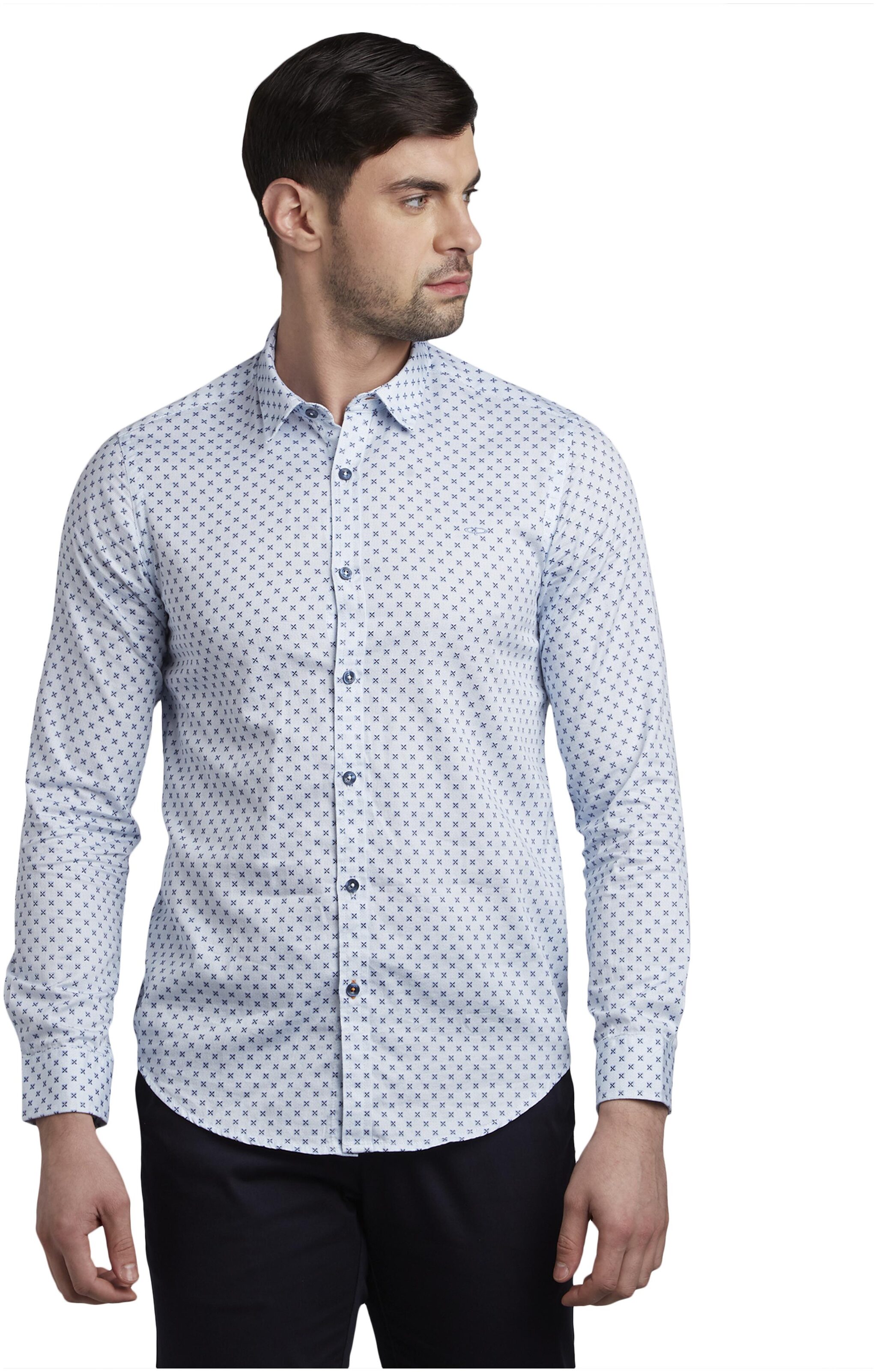 

ColorPlus Men Blue Polka Dots Slim Fit Casual Shirt