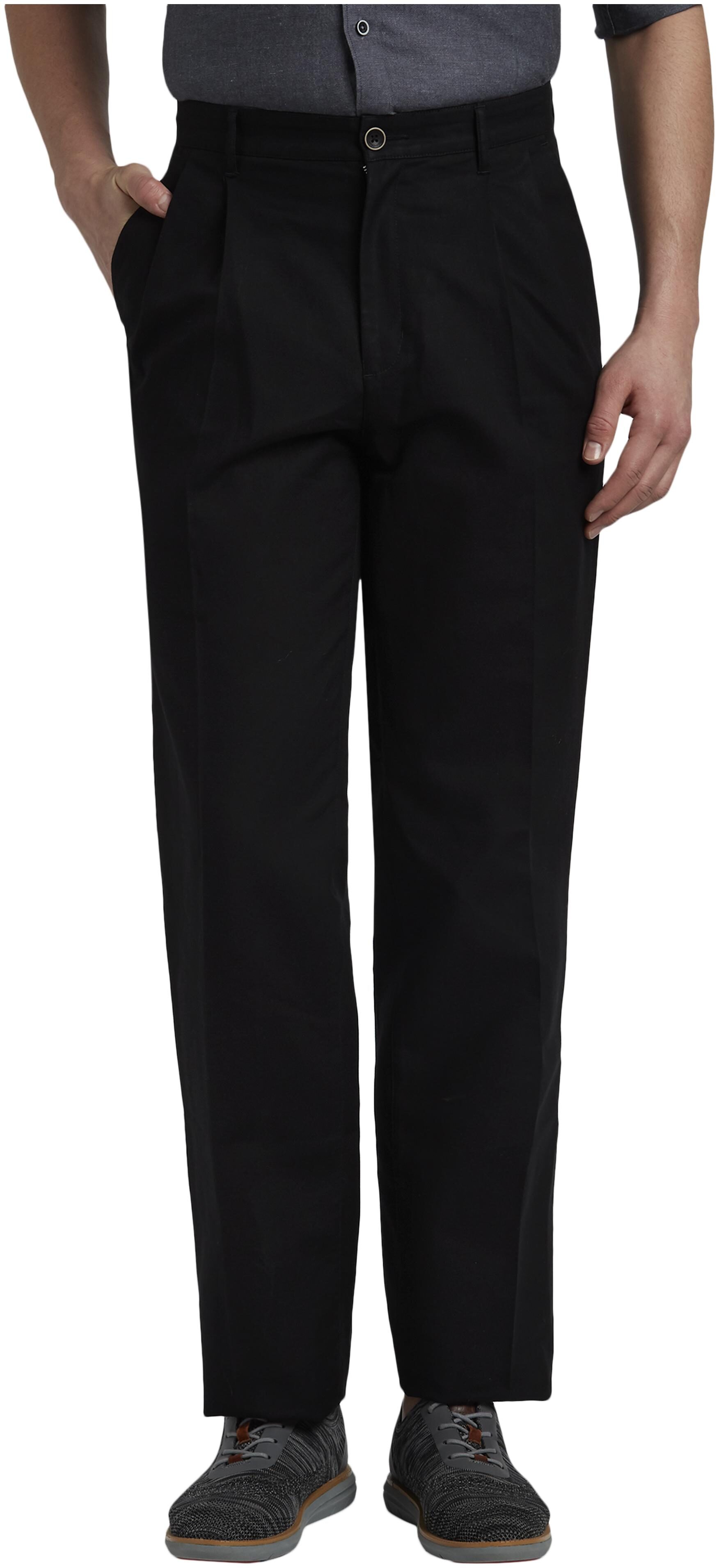 

ColorPlus Men Black Solid Regular fit Regular trousers