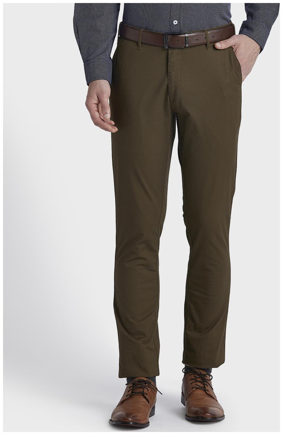 

ColorPlus Men Green Textured Regular fit Wrinkle free Regular trousers
