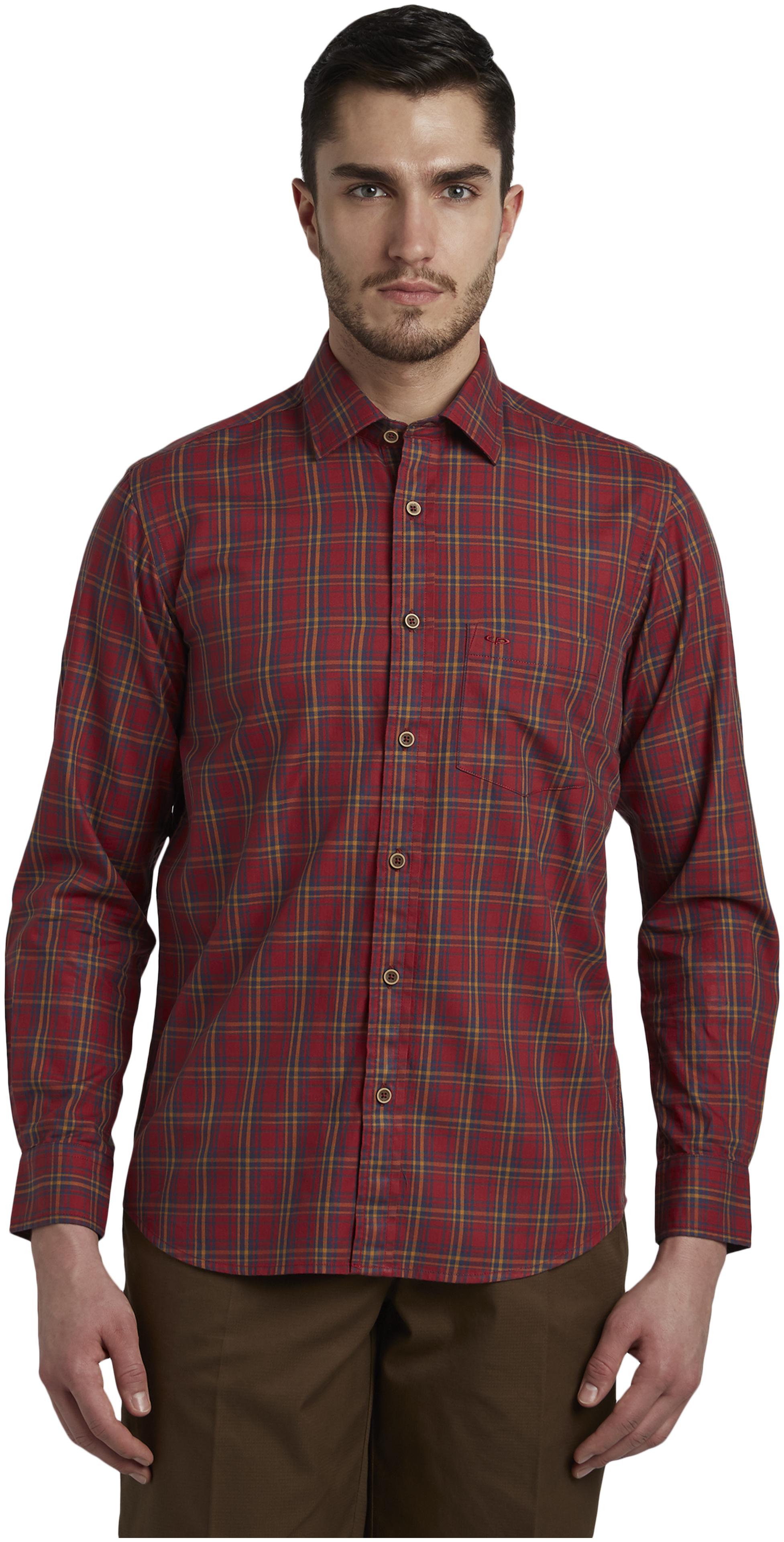 

ColorPlus Men Red Checked Regular Fit Casual Shirt