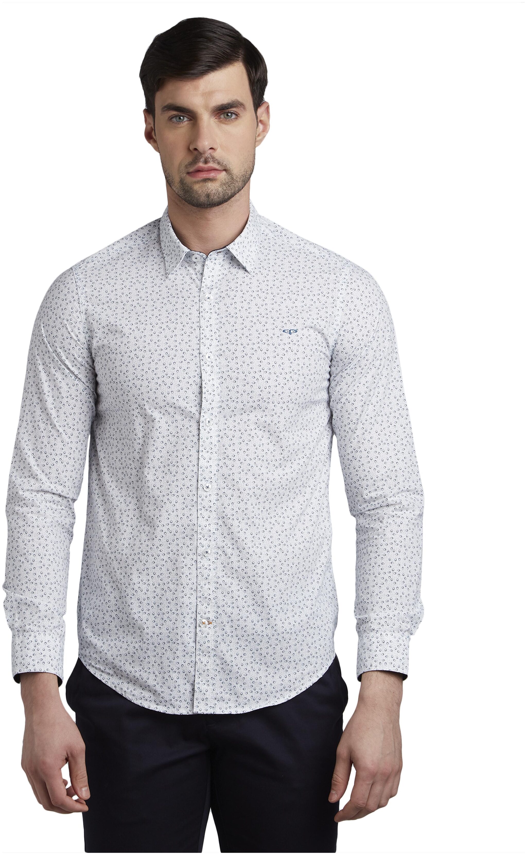 

ColorPlus Men White Polka Dots Slim Fit Casual Shirt