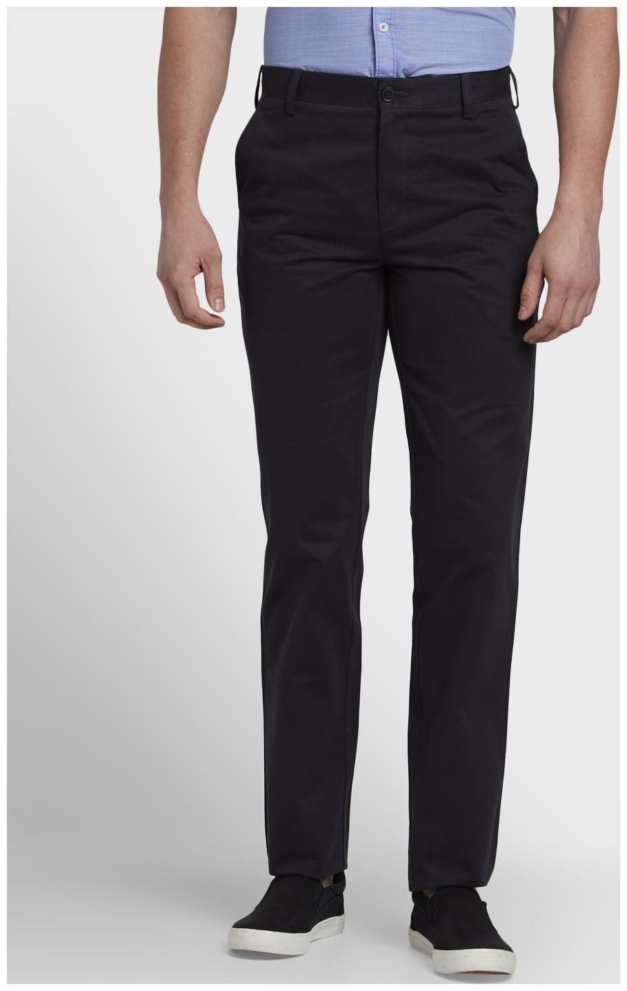 

ColorPlus Men Black Solid Slim fit Wrinkle free Regular trousers