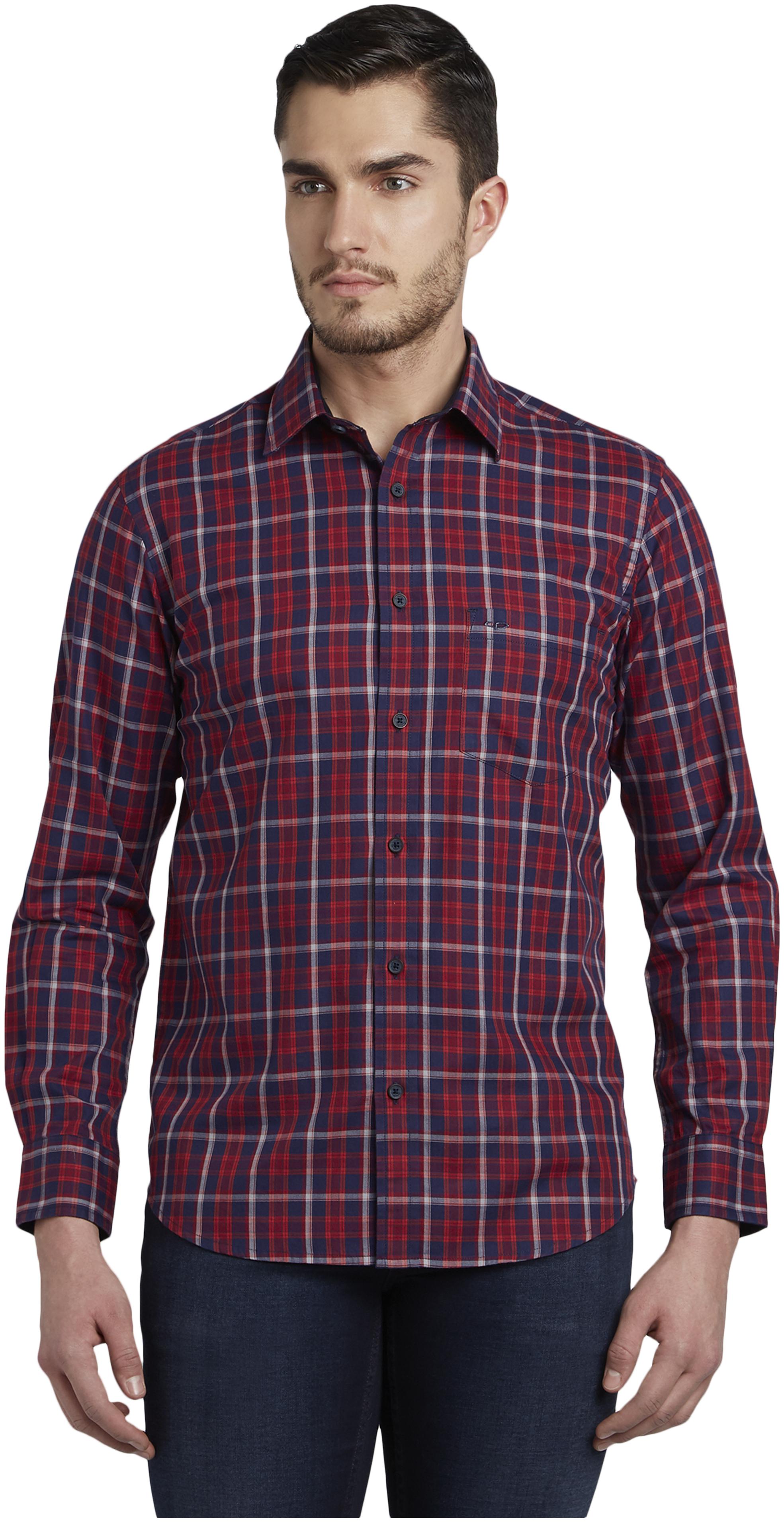 

ColorPlus Men Red Checked Regular Fit Casual Shirt