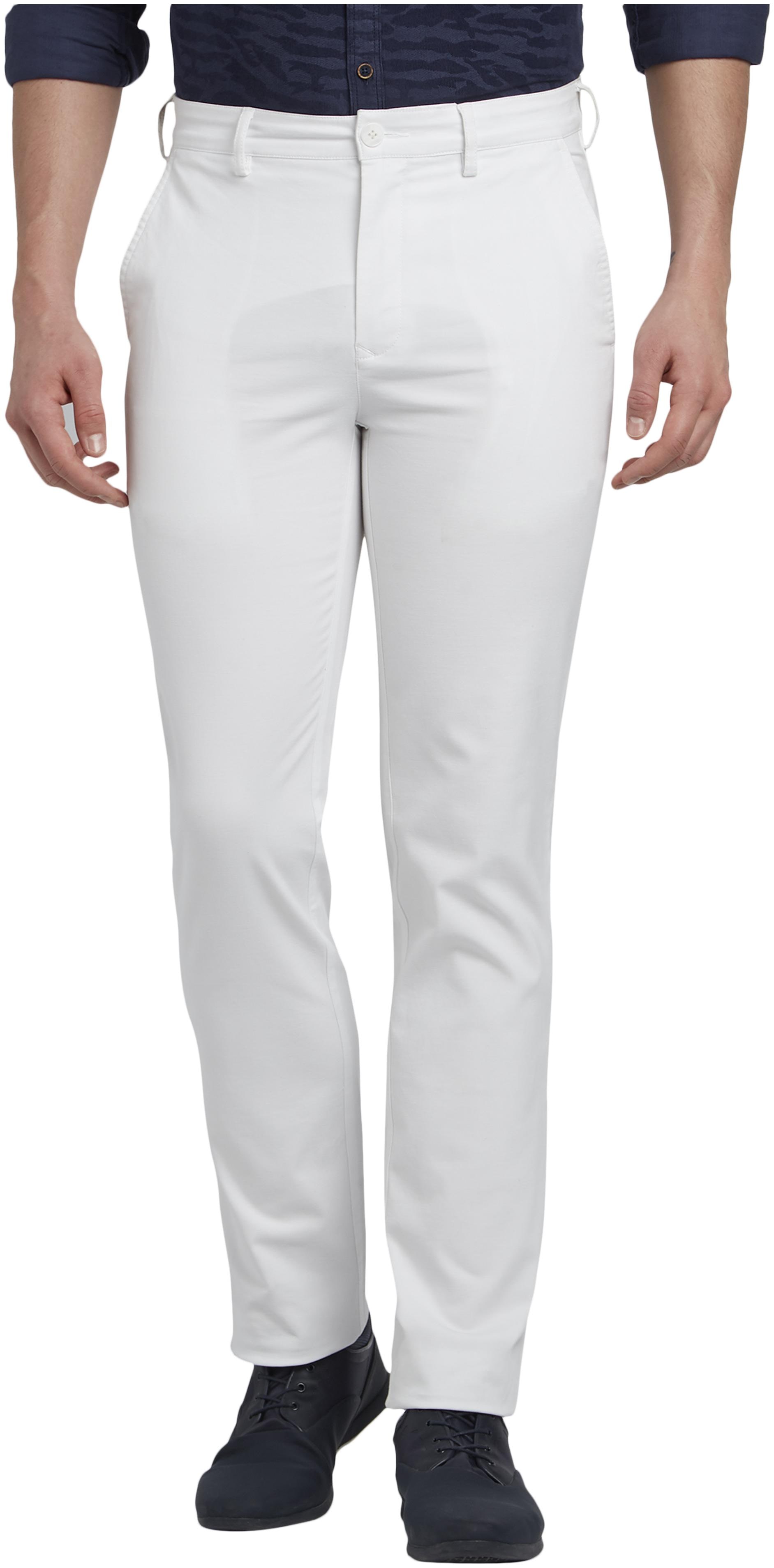 

ColorPlus Men White Solid Tapered fit Regular trousers