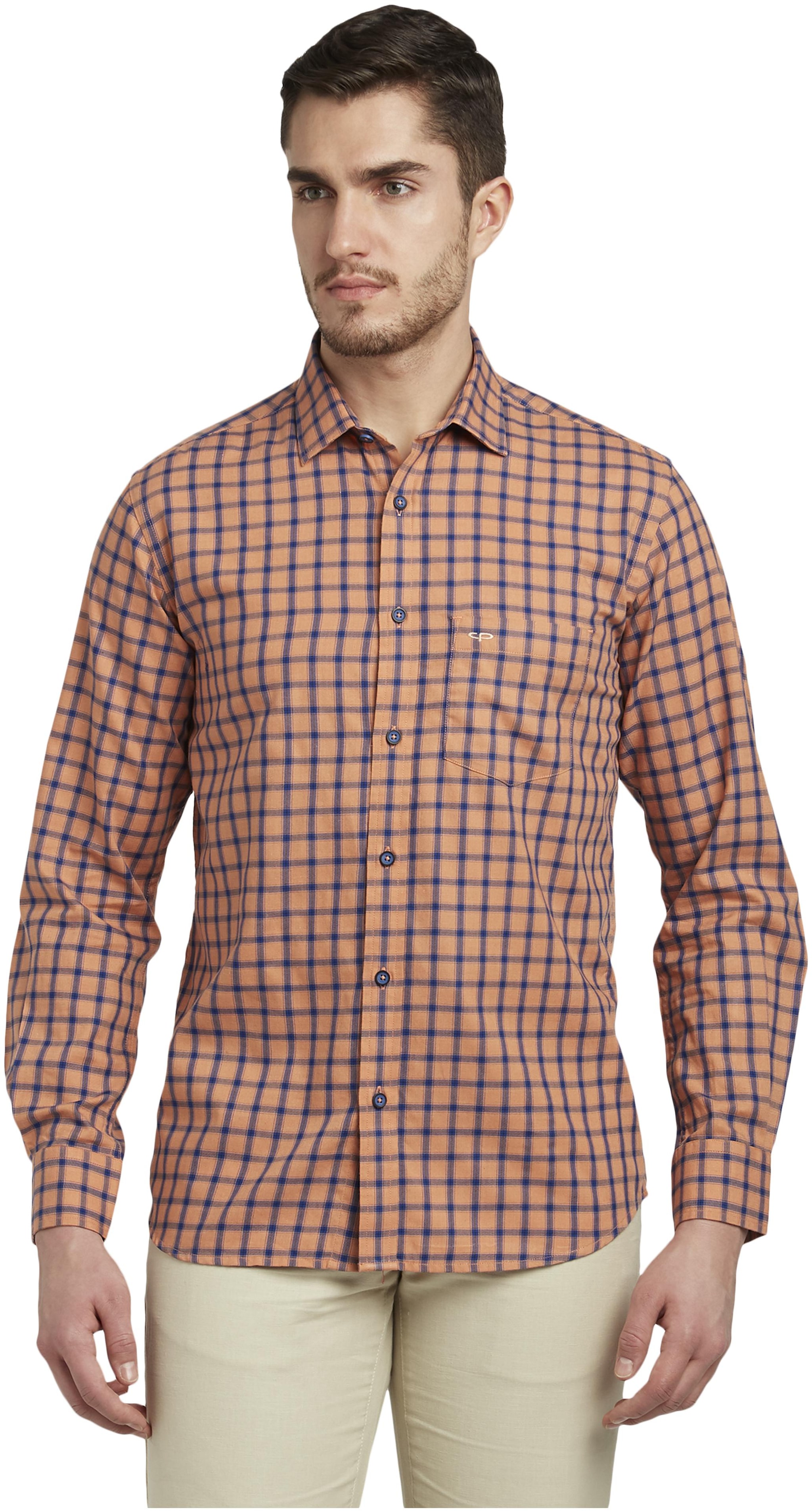 

ColorPlus Men Brown Checked Regular Fit Casual Shirt