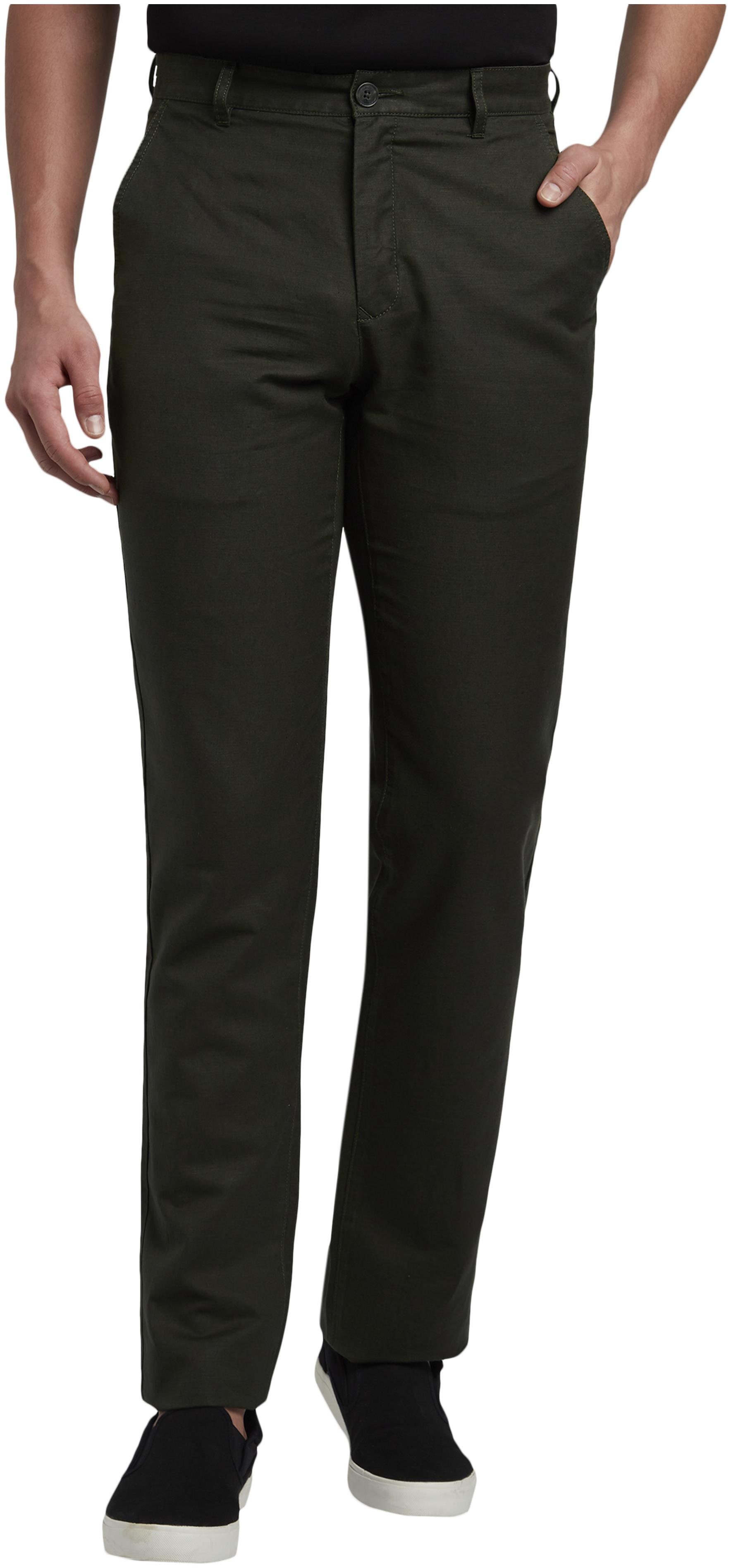 

ColorPlus Men Green Striped Tapered fit Regular trousers