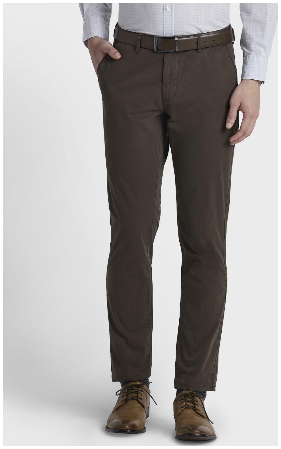 

ColorPlus Men Brown Solid Regular fit Wrinkle free Regular trousers