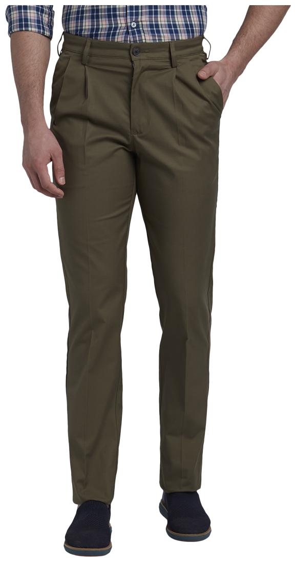 

ColorPlus Men Green Solid Regular fit Regular trousers