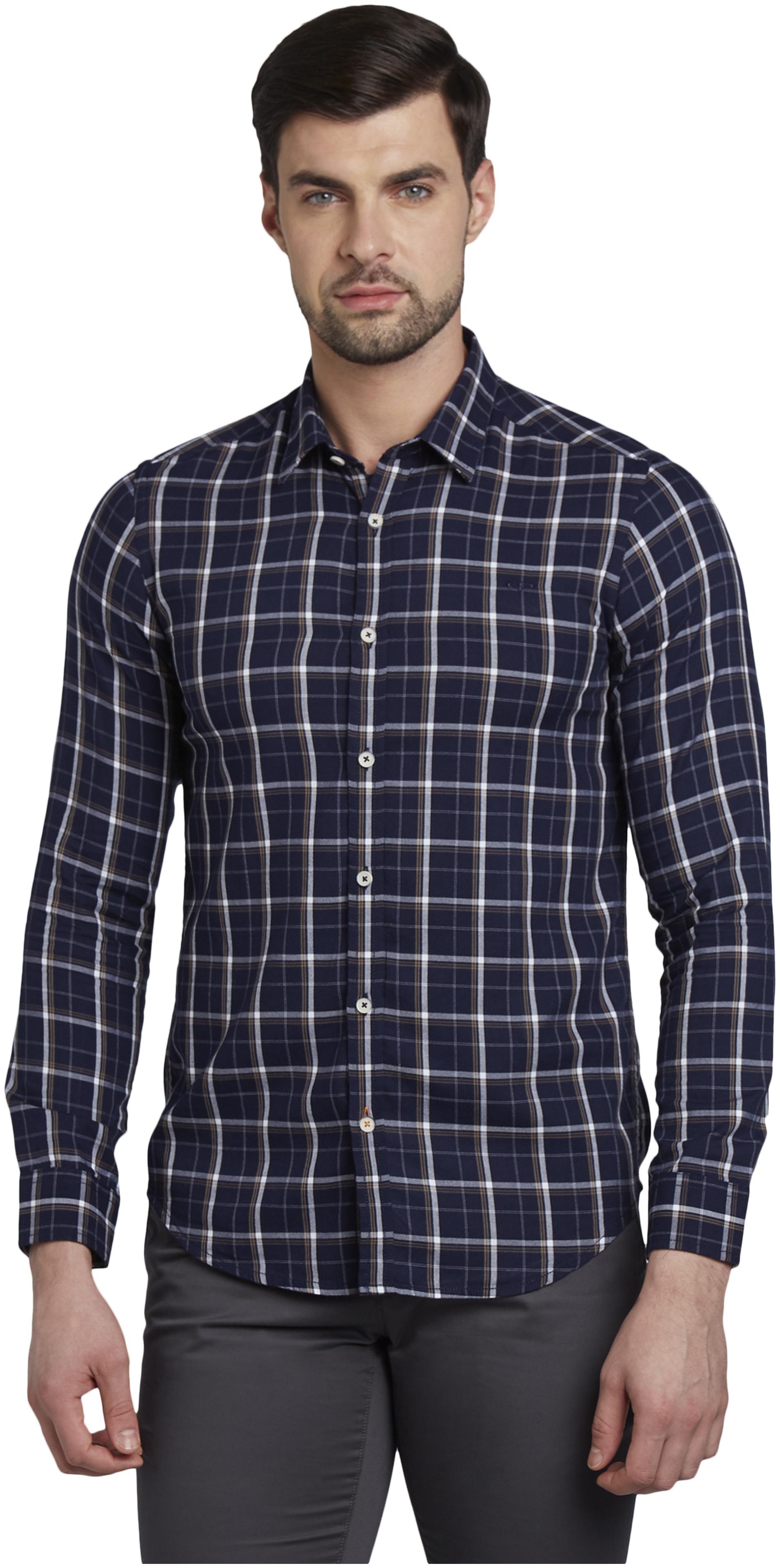 

ColorPlus Men Blue Checked Slim Fit Casual Shirt