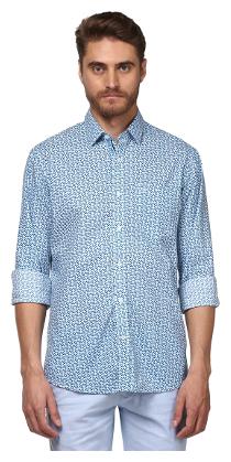 

ColorPlus Men Blue Printed Regular Fit Casual Shirt