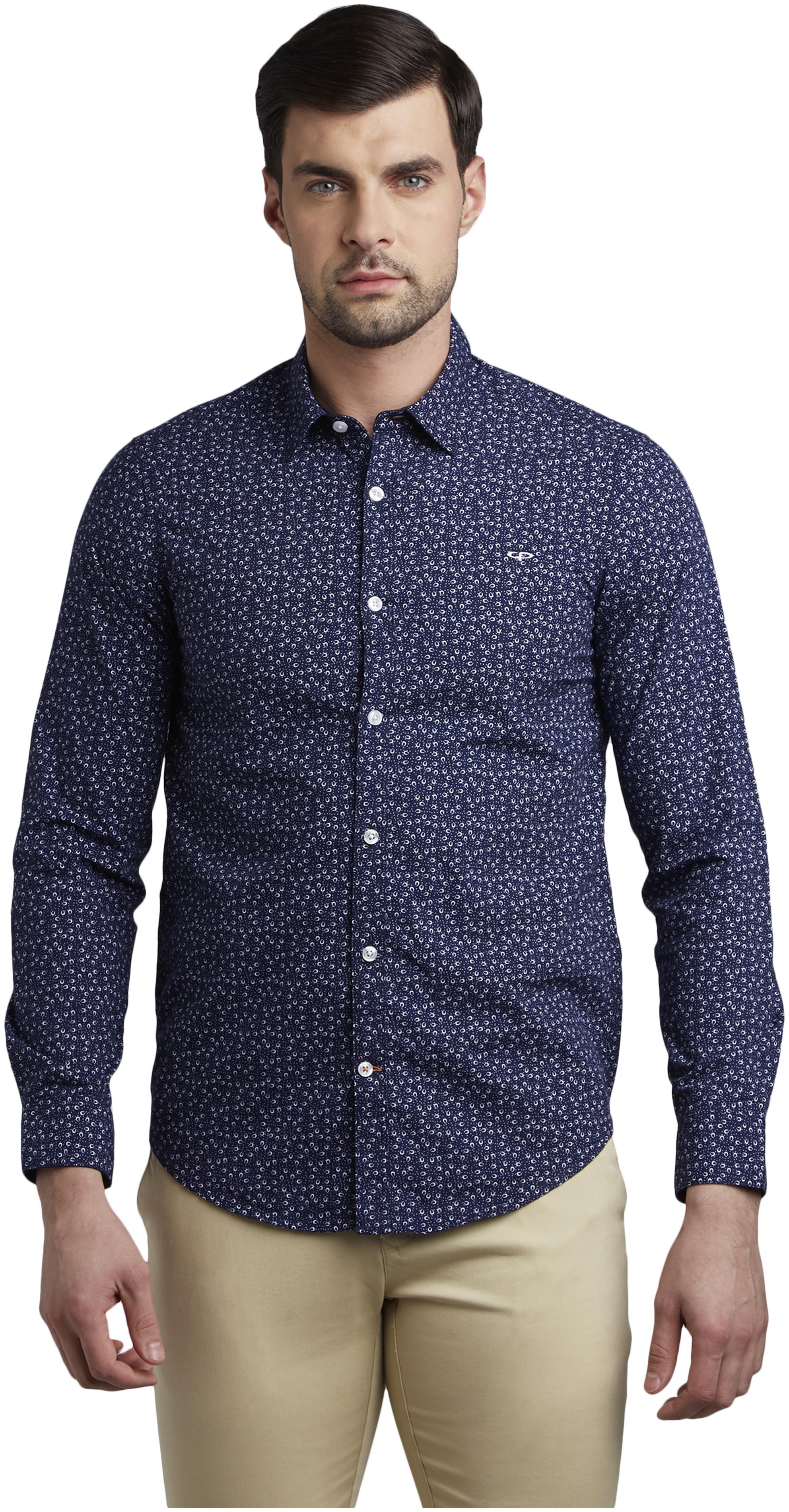 

ColorPlus Men Blue Polka Dots Slim Fit Casual Shirt