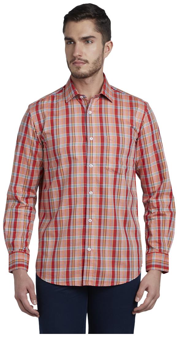 

ColorPlus Men Orange Checked Regular Fit Casual Shirt