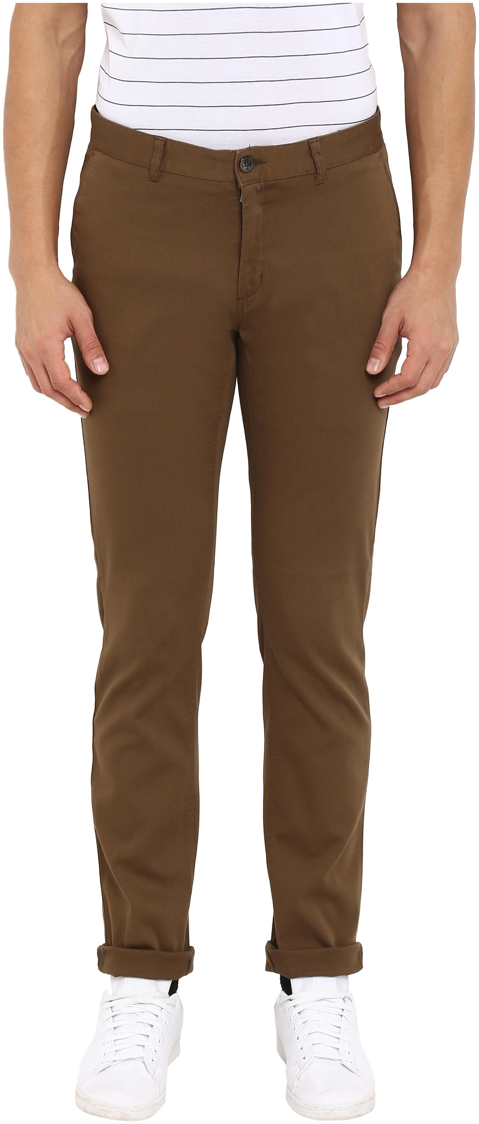 

ColorPlus Men Brown Solid Regular fit Regular trousers