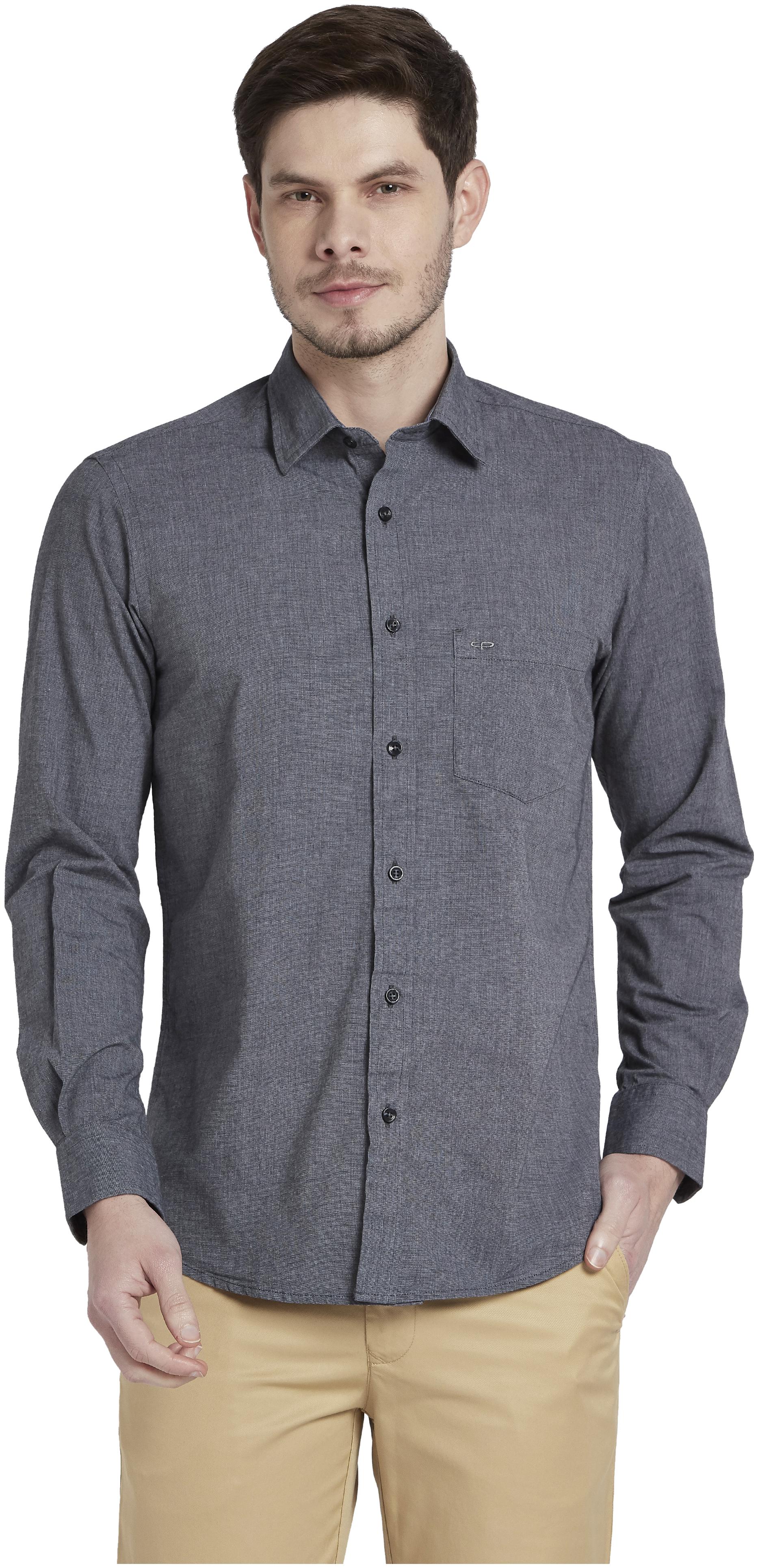 

ColorPlus Men Grey Solid Regular Fit Casual Shirt
