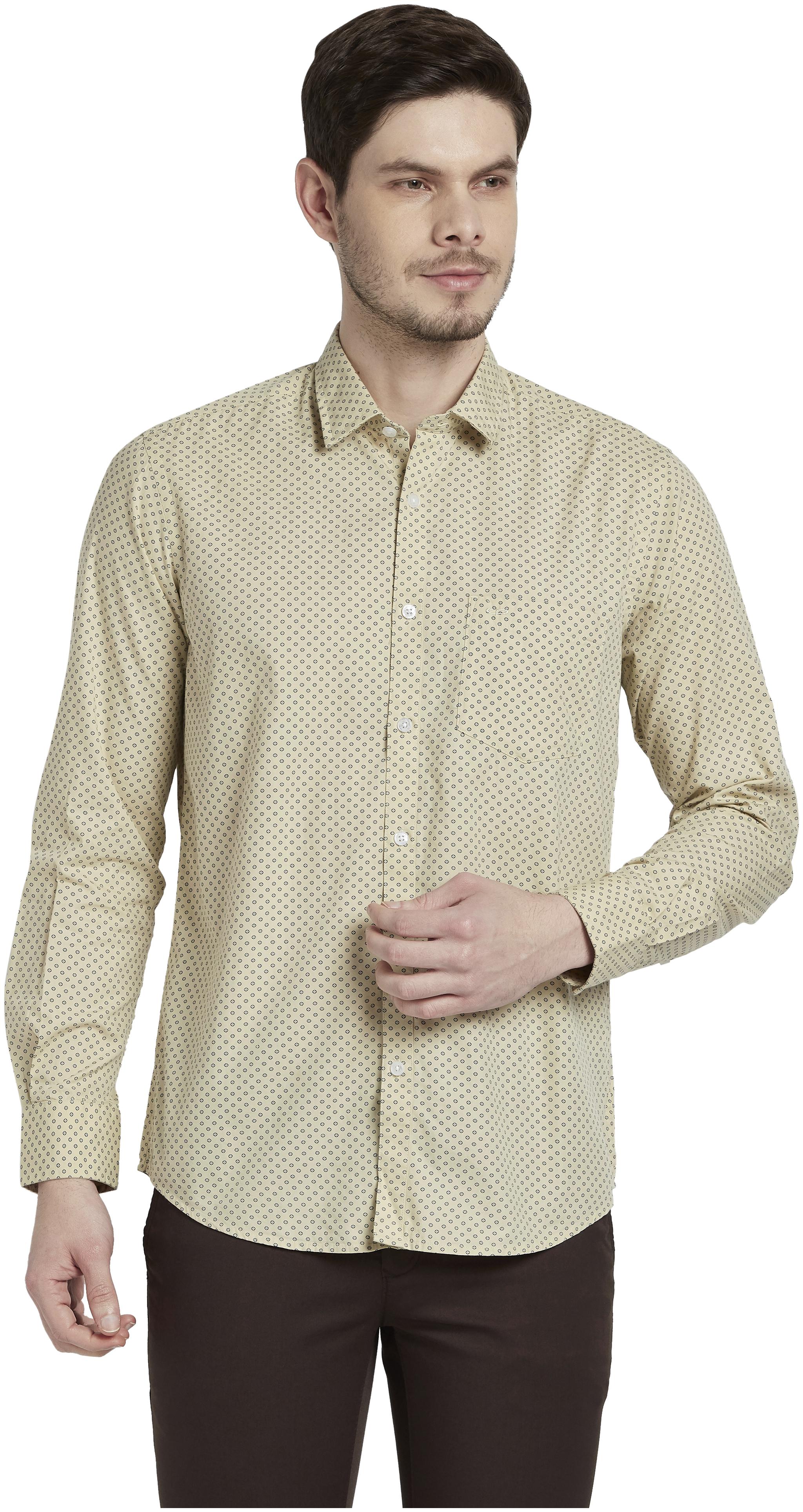 

ColorPlus Men Beige Printed Regular Fit Casual Shirt