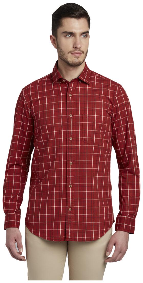 

ColorPlus Men Red Checked Regular Fit Casual Shirt