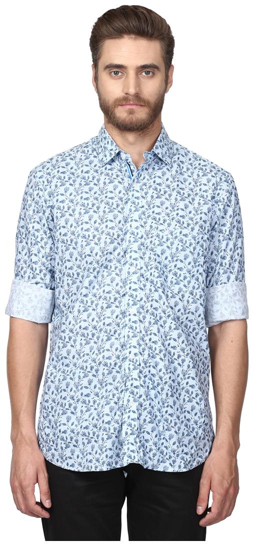 

ColorPlus Men Blue Printed Regular Fit Casual Shirt