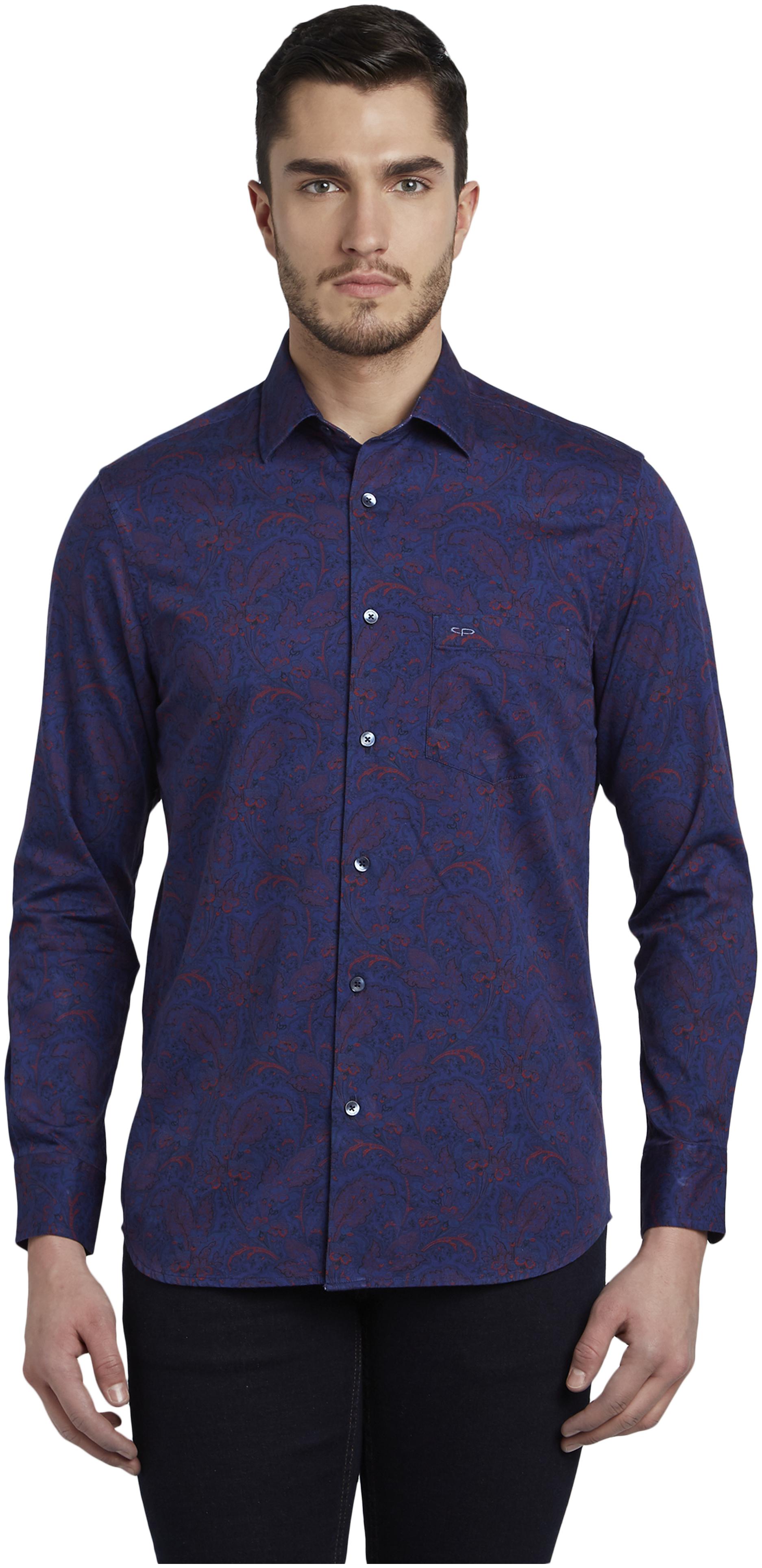 

ColorPlus Men Blue Printed Regular Fit Casual Shirt