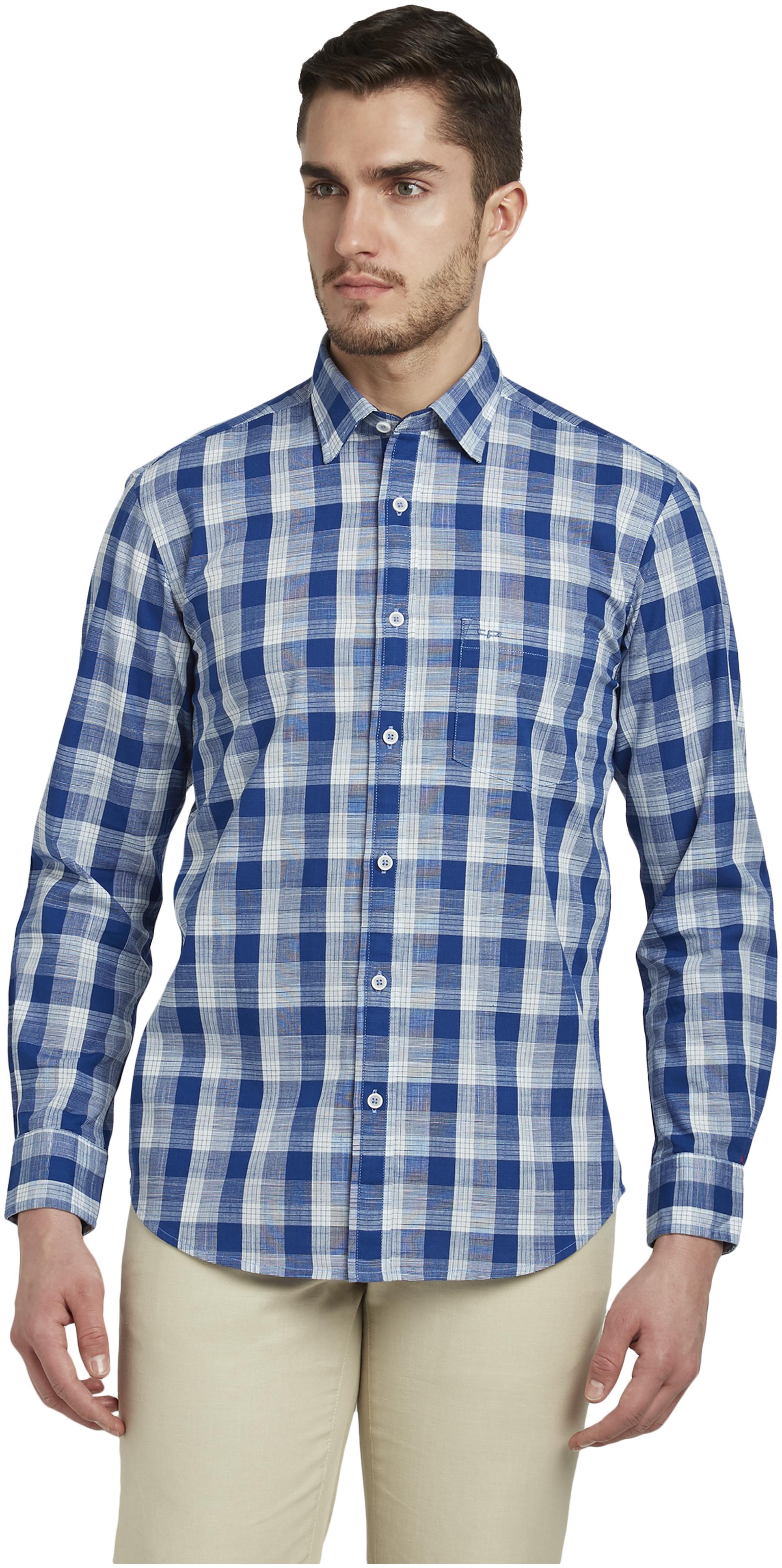 

ColorPlus Men Blue Checked Regular Fit Casual Shirt