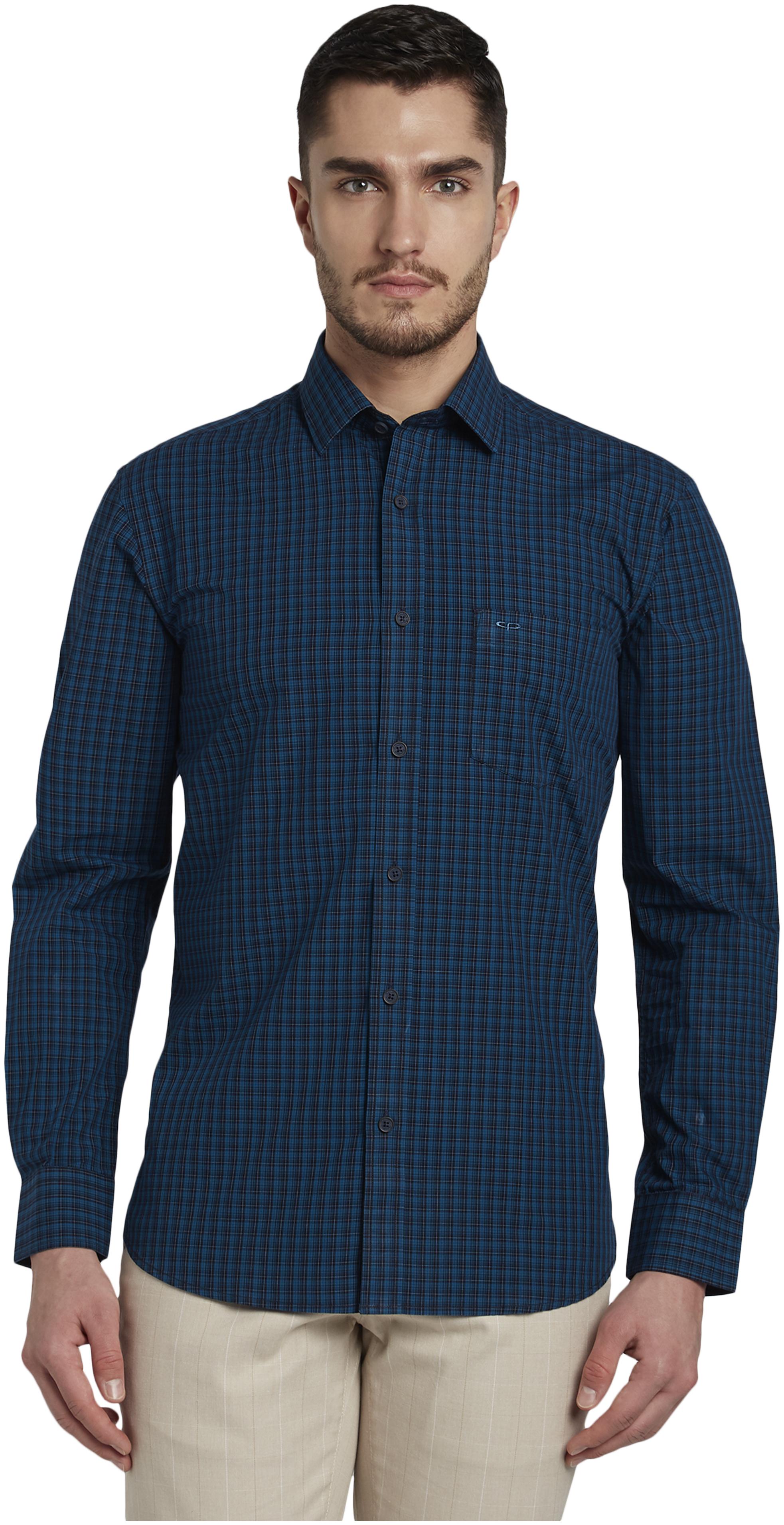 

ColorPlus Men Blue Checked Regular Fit Casual Shirt