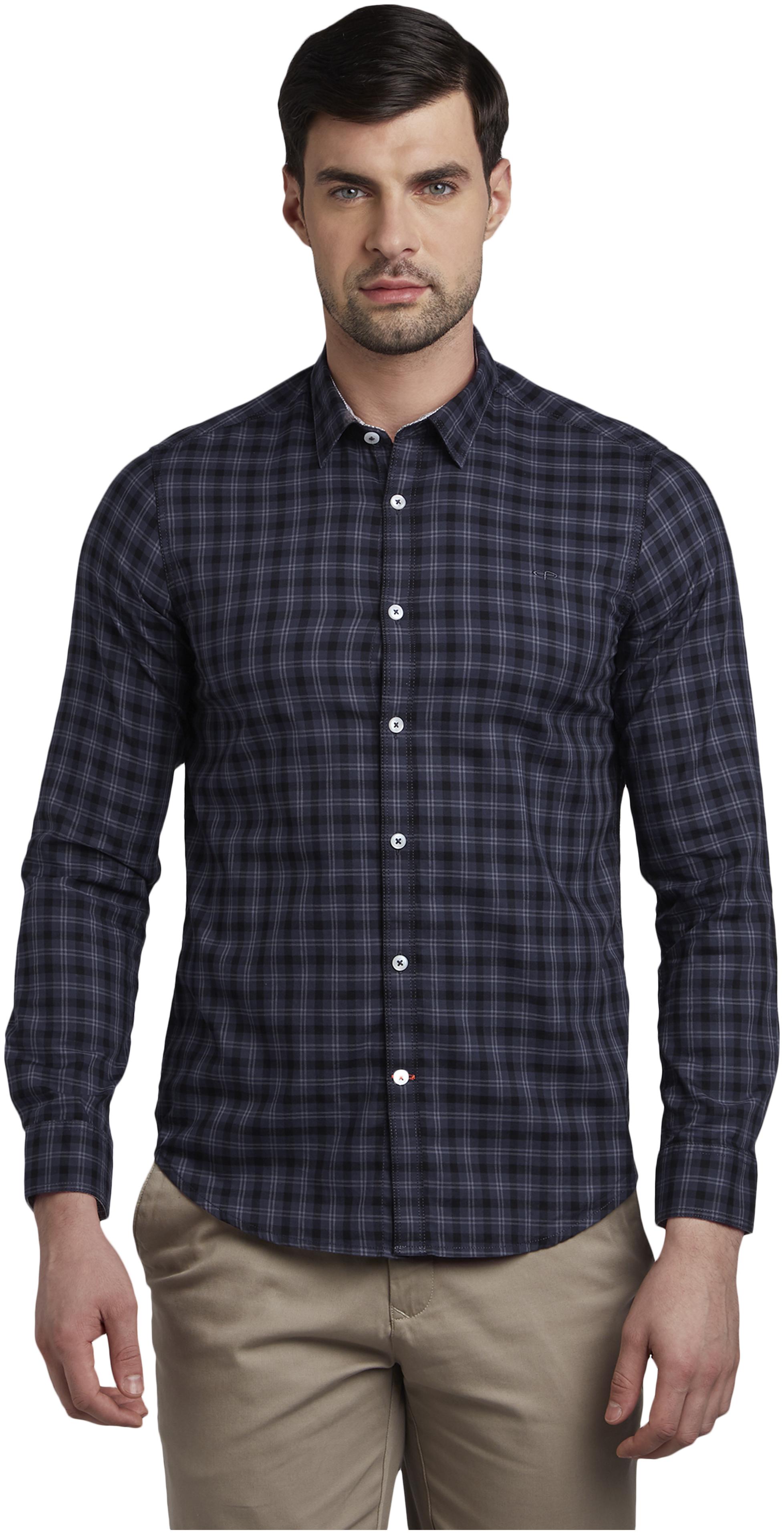 

ColorPlus Men Grey Checked Slim Fit Casual Shirt