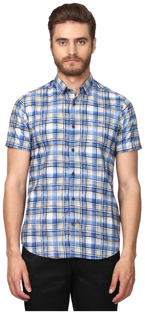 

ColorPlus Men Blue Printed Regular Fit Casual Shirt