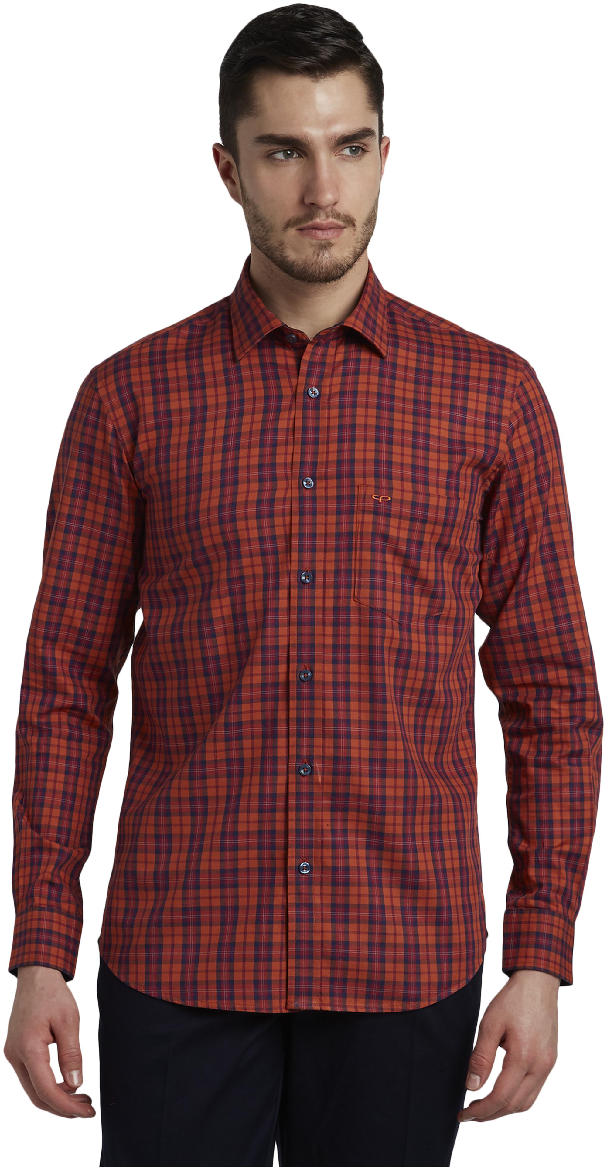 

ColorPlus Men Orange Checked Regular Fit Casual Shirt