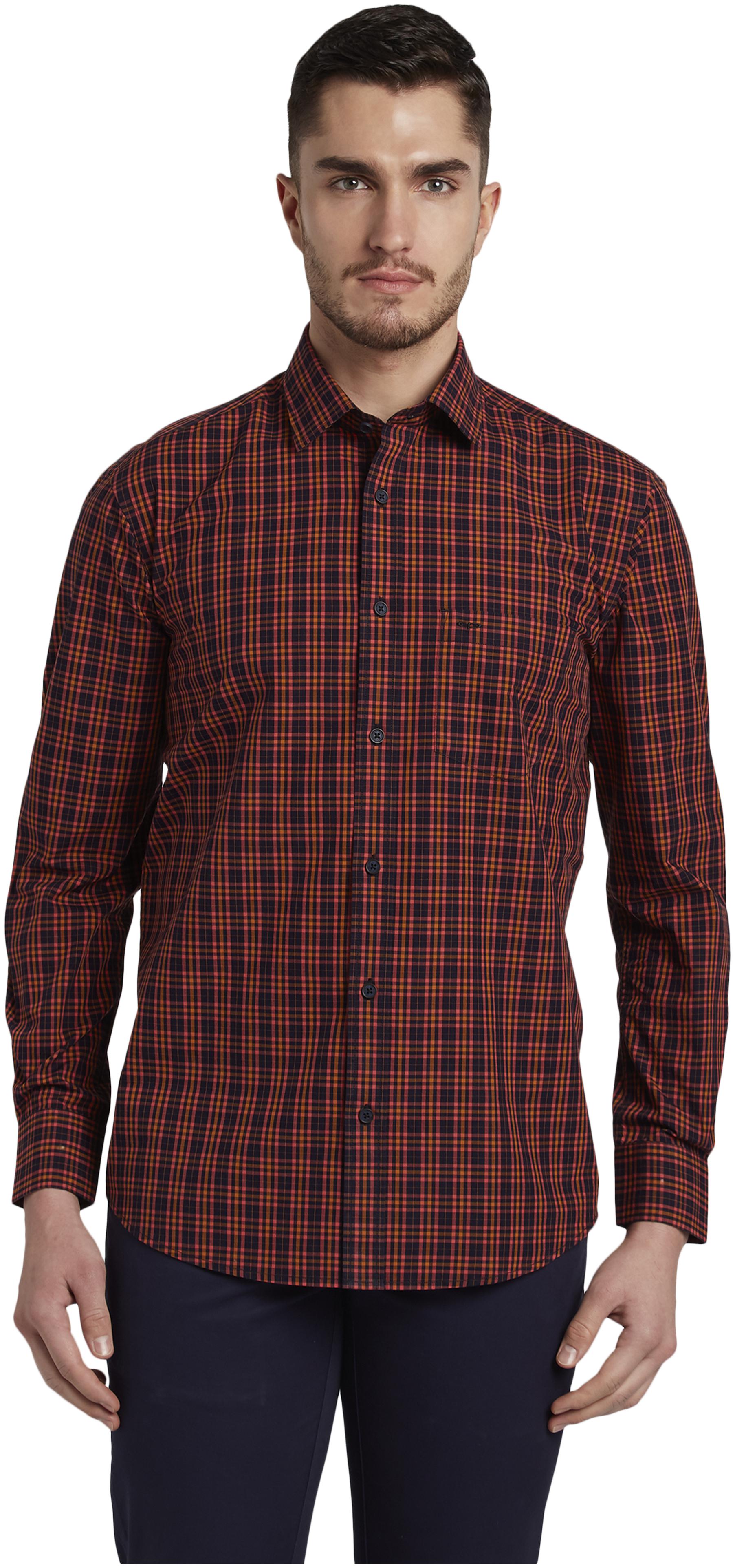 

ColorPlus Men Red Checked Regular Fit Casual Shirt