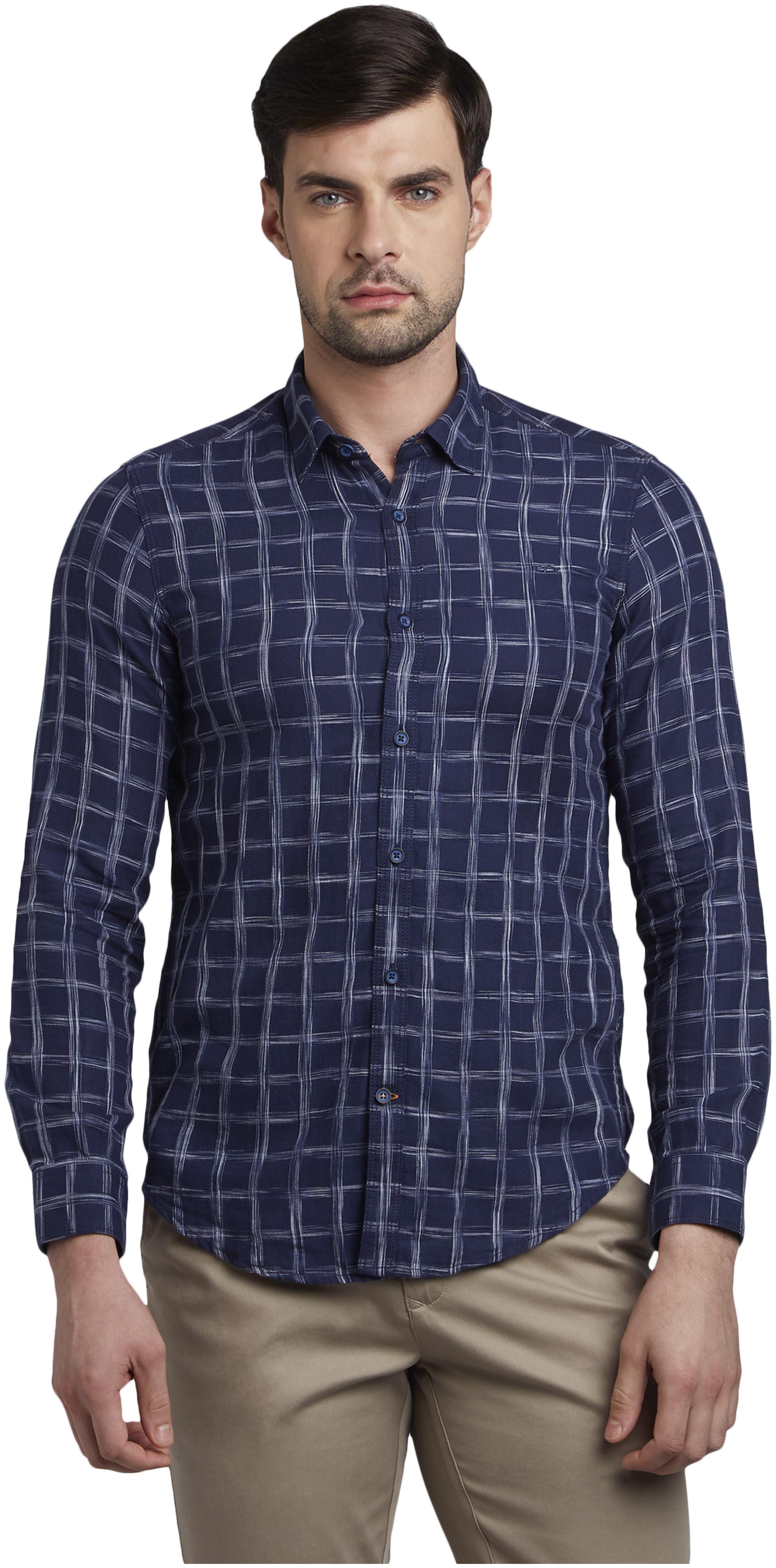 

ColorPlus Men Blue Checked Slim Fit Casual Shirt